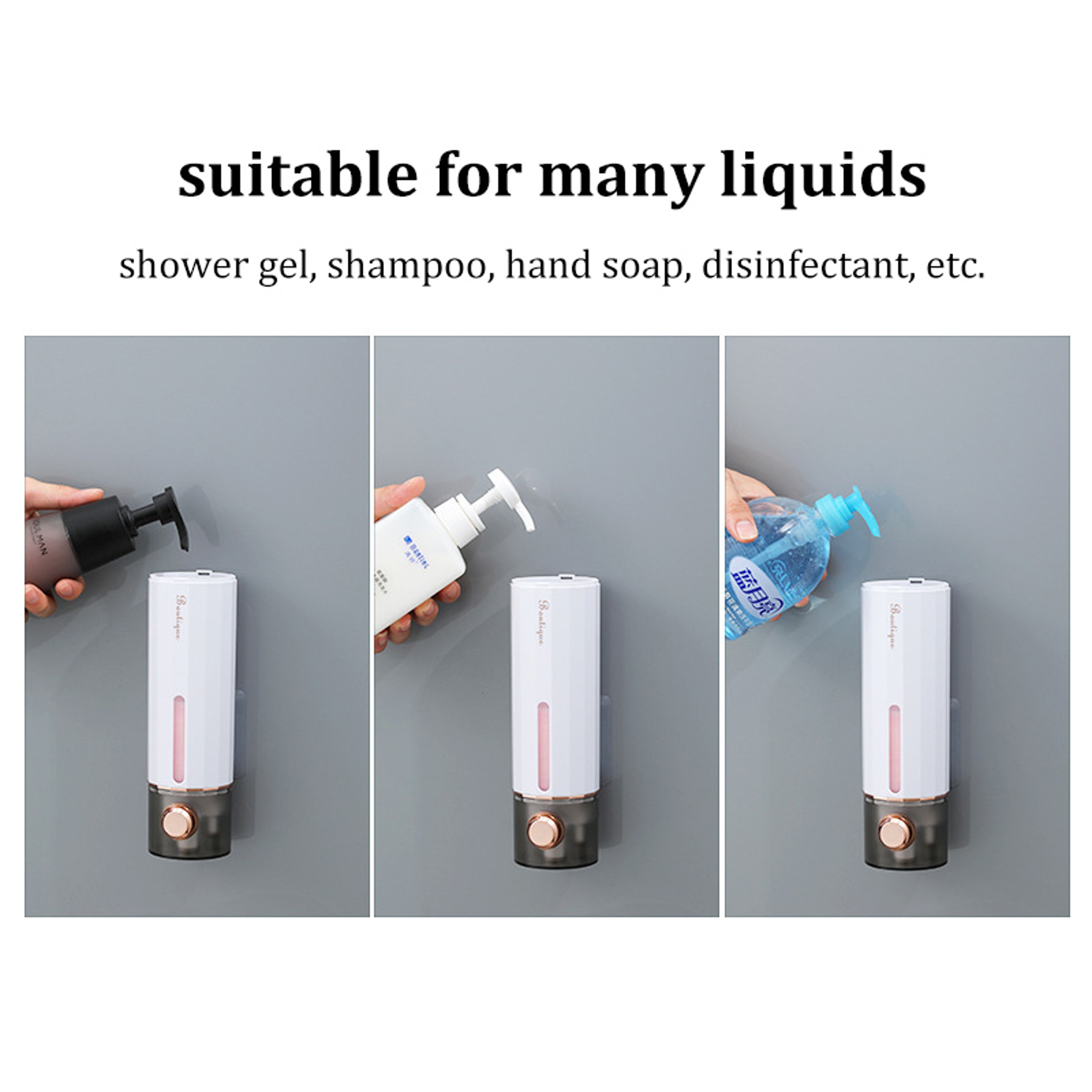 Wallmounted Punchfree Soap Dispenser Hand Soap Press Box Bathroom Hotel Shampoo Shower Gel Dispense 4