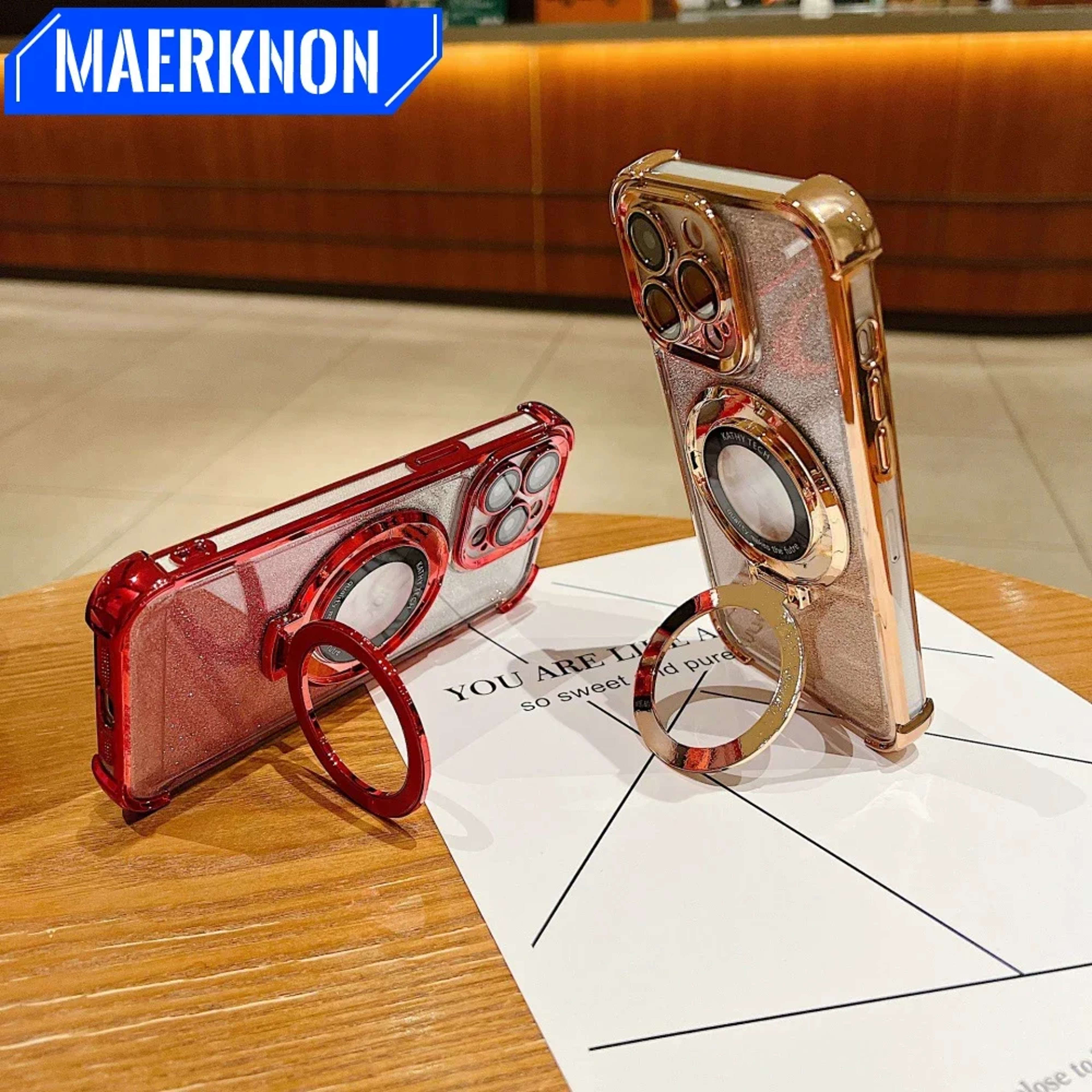 Magnetic Stand Phone Ring Holder Luxury Gradient Case Magsafe Bracket 0