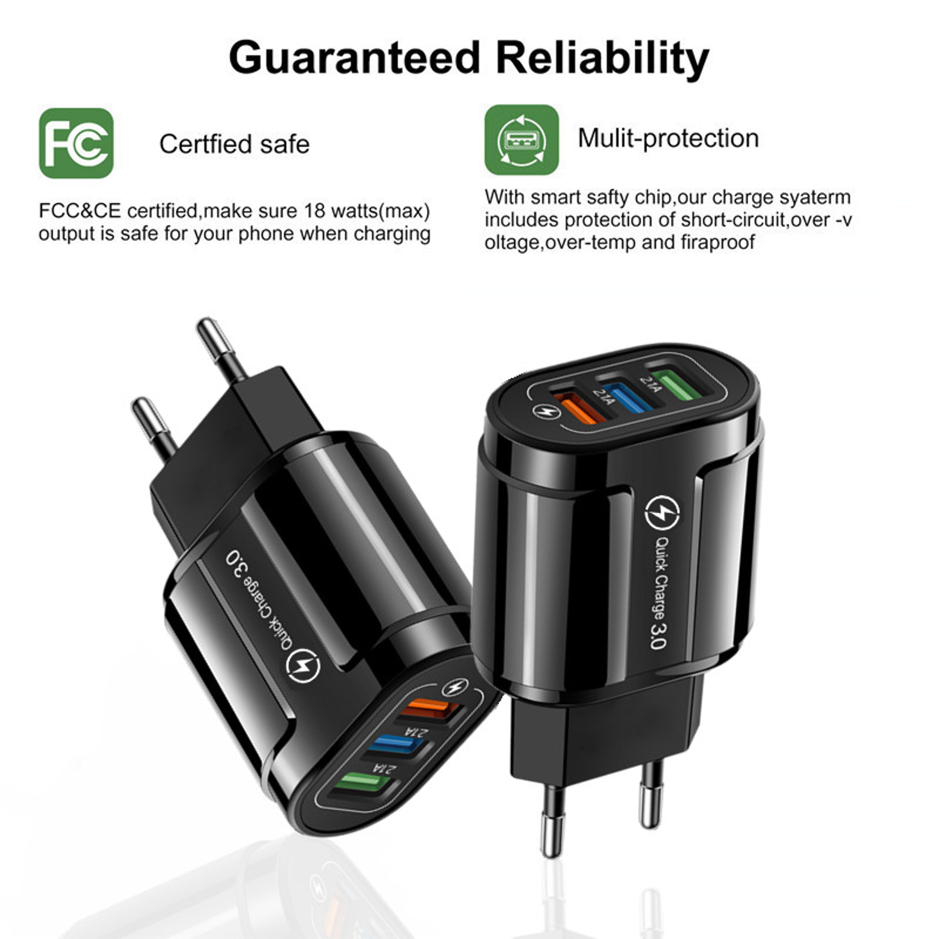 Quik Charge Adapter USB Fast Phone Charger Wall Chargers Plug 4