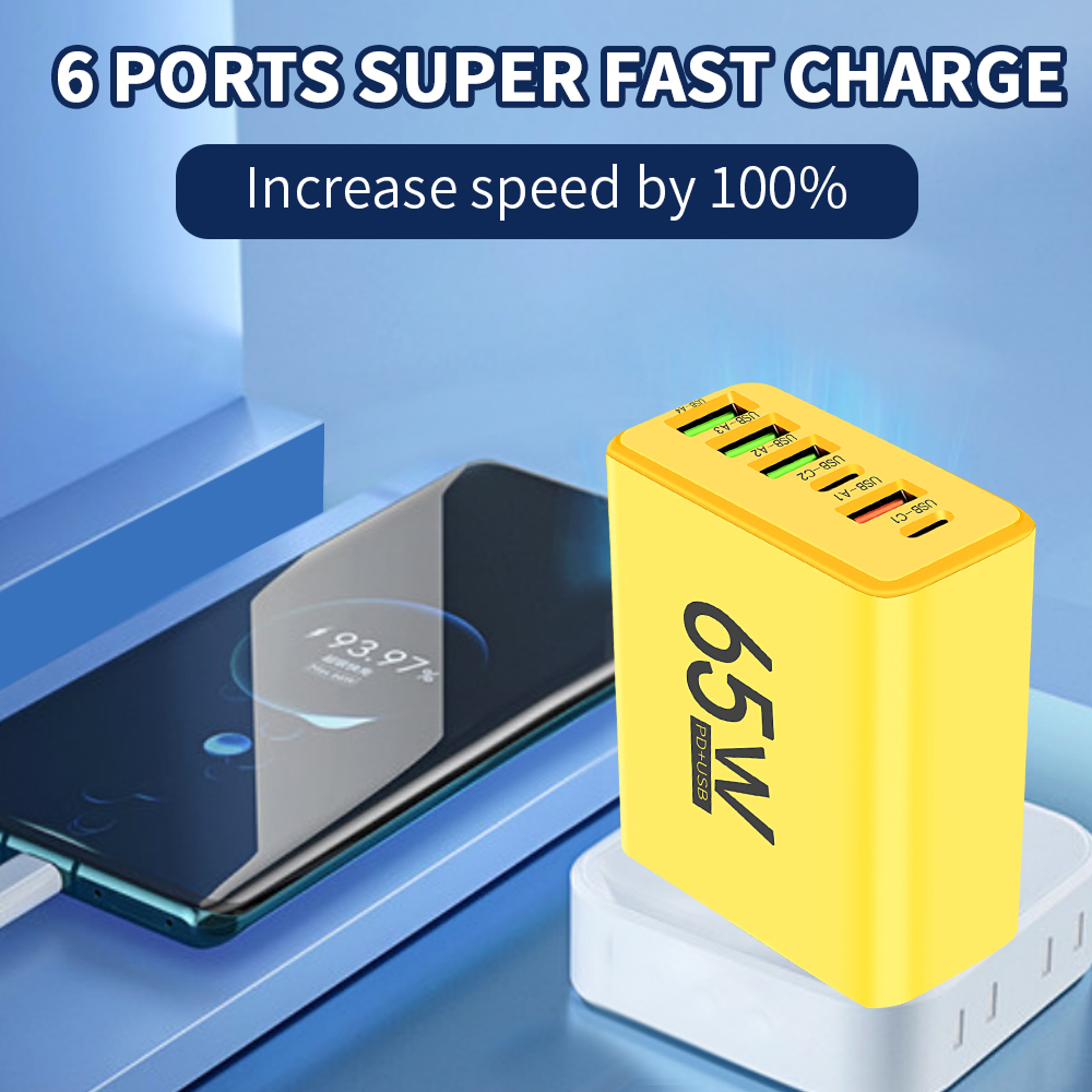 Portable Ports USB Charger Adapter PD Fast Charging USB Type C Phone Charger 4