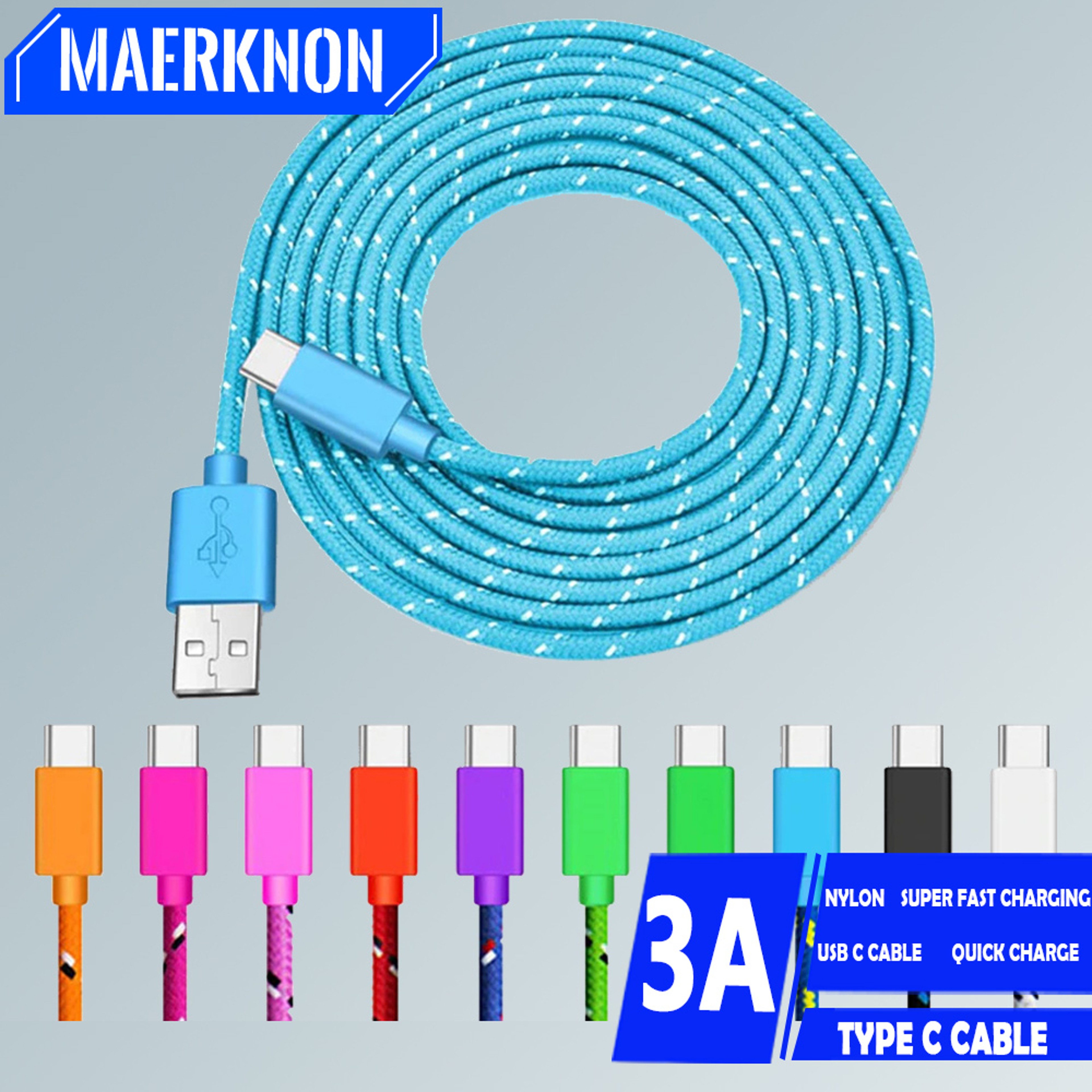 Type C Cable USB C Data Cord Mobile Phone Charger Super Fast Charging 5