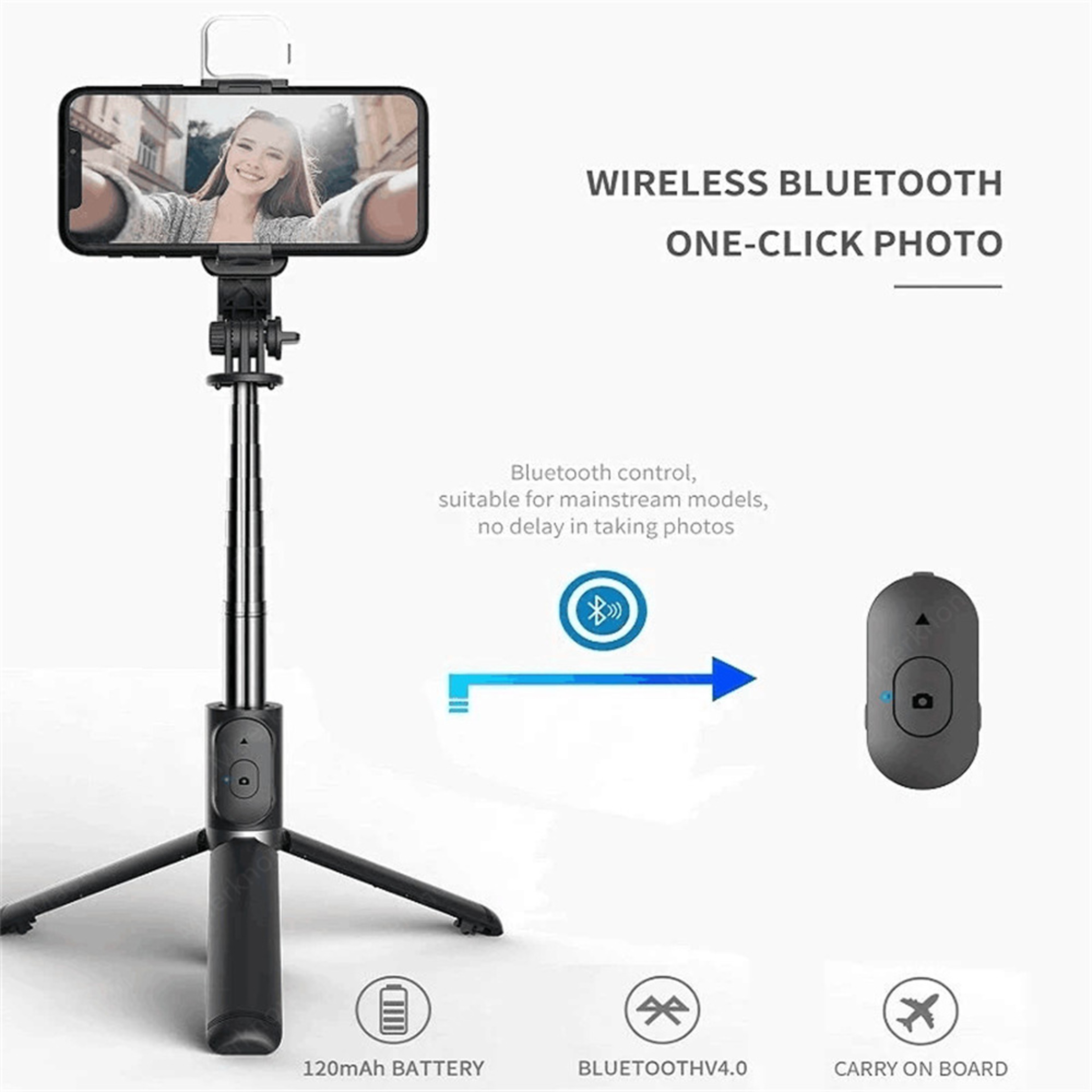 Multifunctional Bluetooth Tripod Stand With Wireless Remote Shutter And Selfie Stick Portable 3