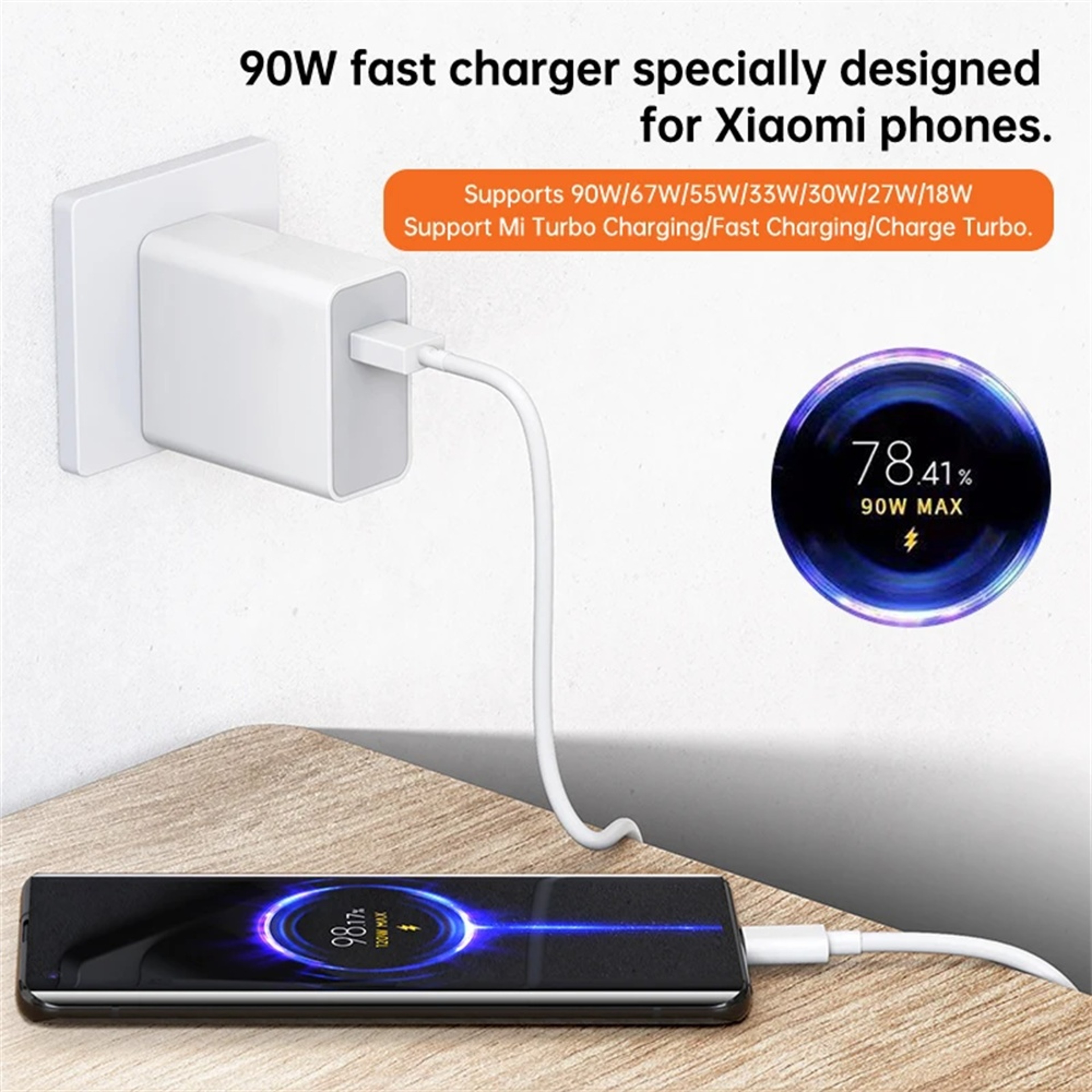 Fast Charging USB Charger Travel Wall Adapter With USB Type C Cable Quick Charge Power Adapter 1