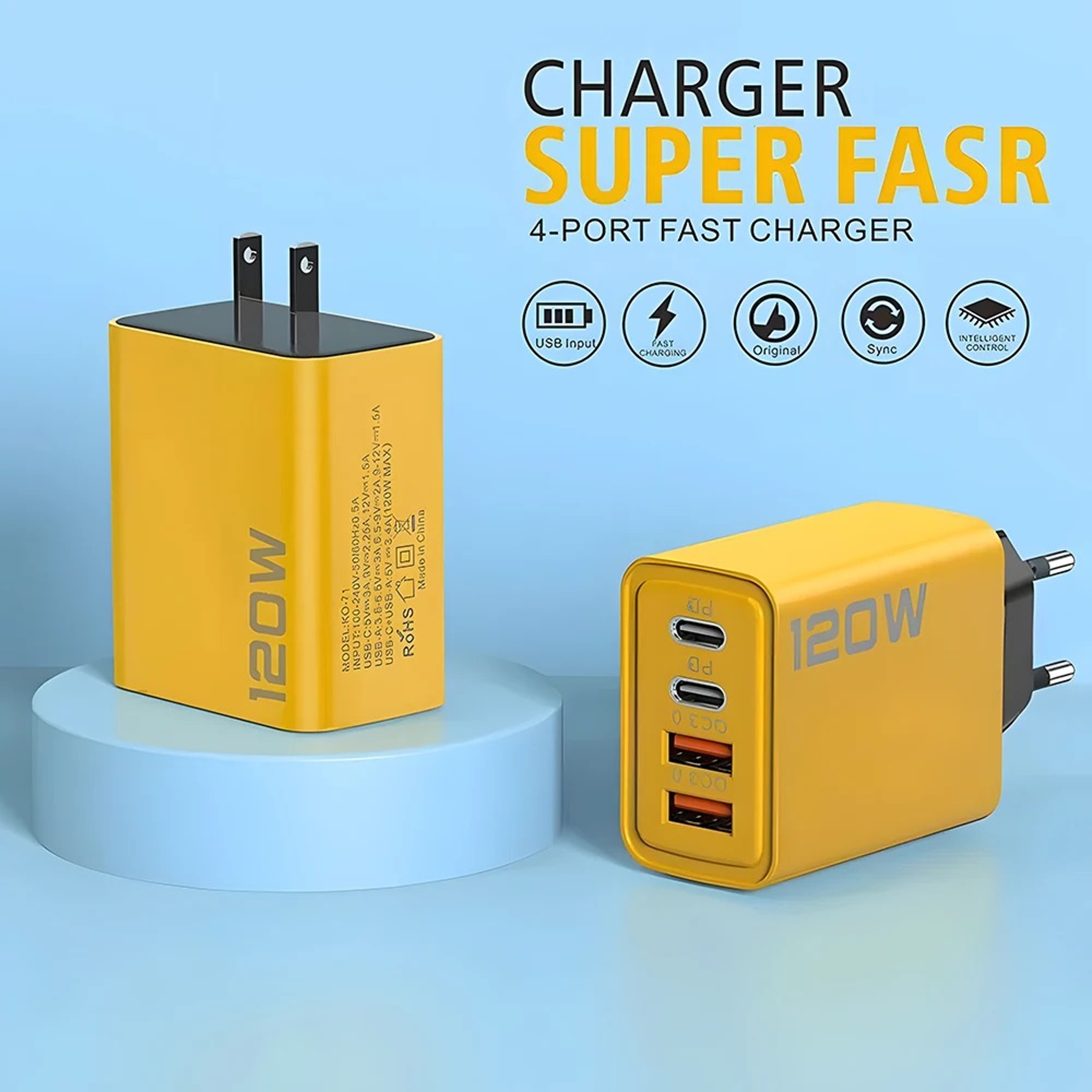 Total USB Charger Quick Charge Ports Type C Wall Adapter Fast Charging Power Supply 2