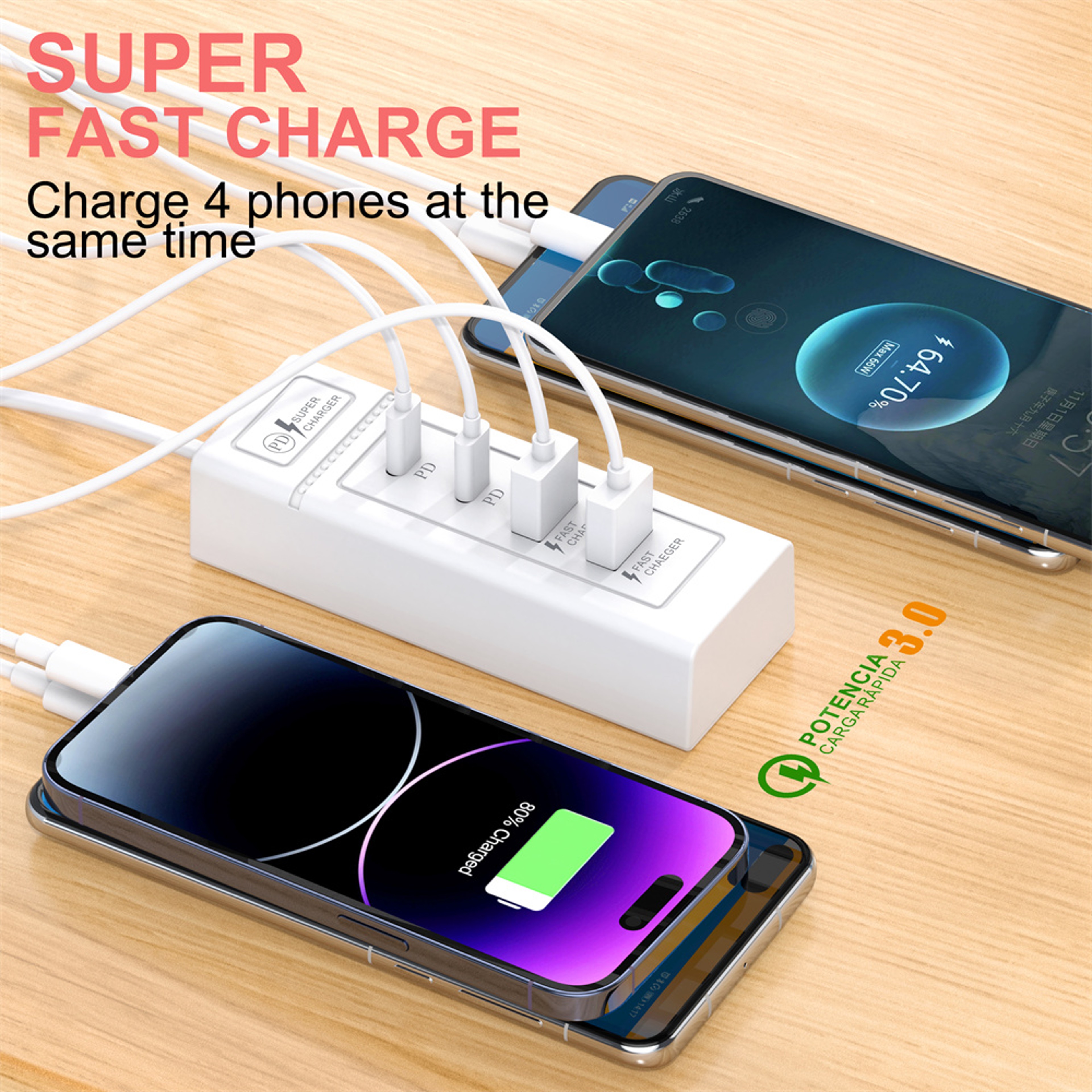 USB Power Strip PD Type C Fast Charging Wall Adapter Phone Power Charger 1