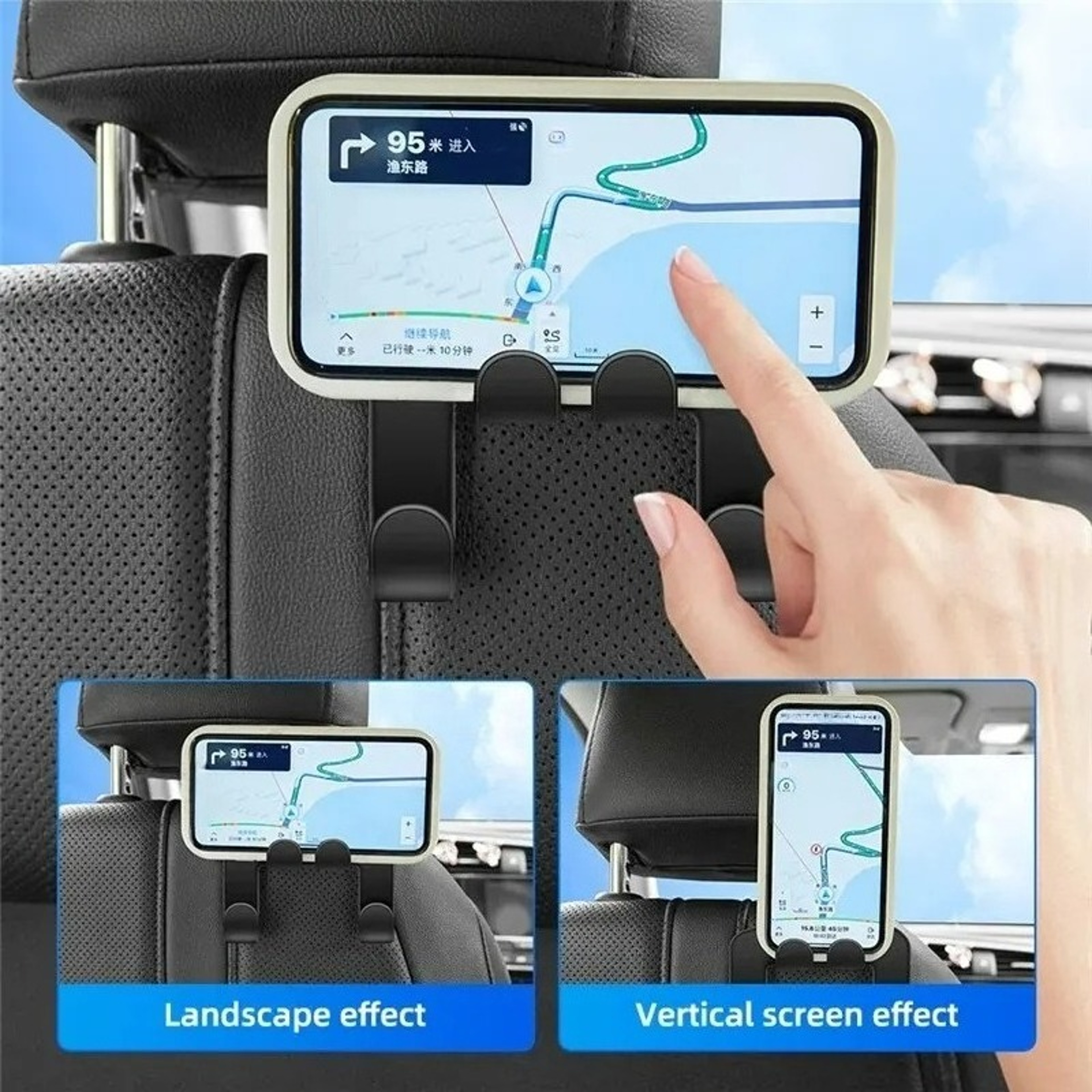 Universal Lazy Rear Seat Phone Stand Hook Holder Bracket For Car Back Seat Headrest Hanging Storage 1