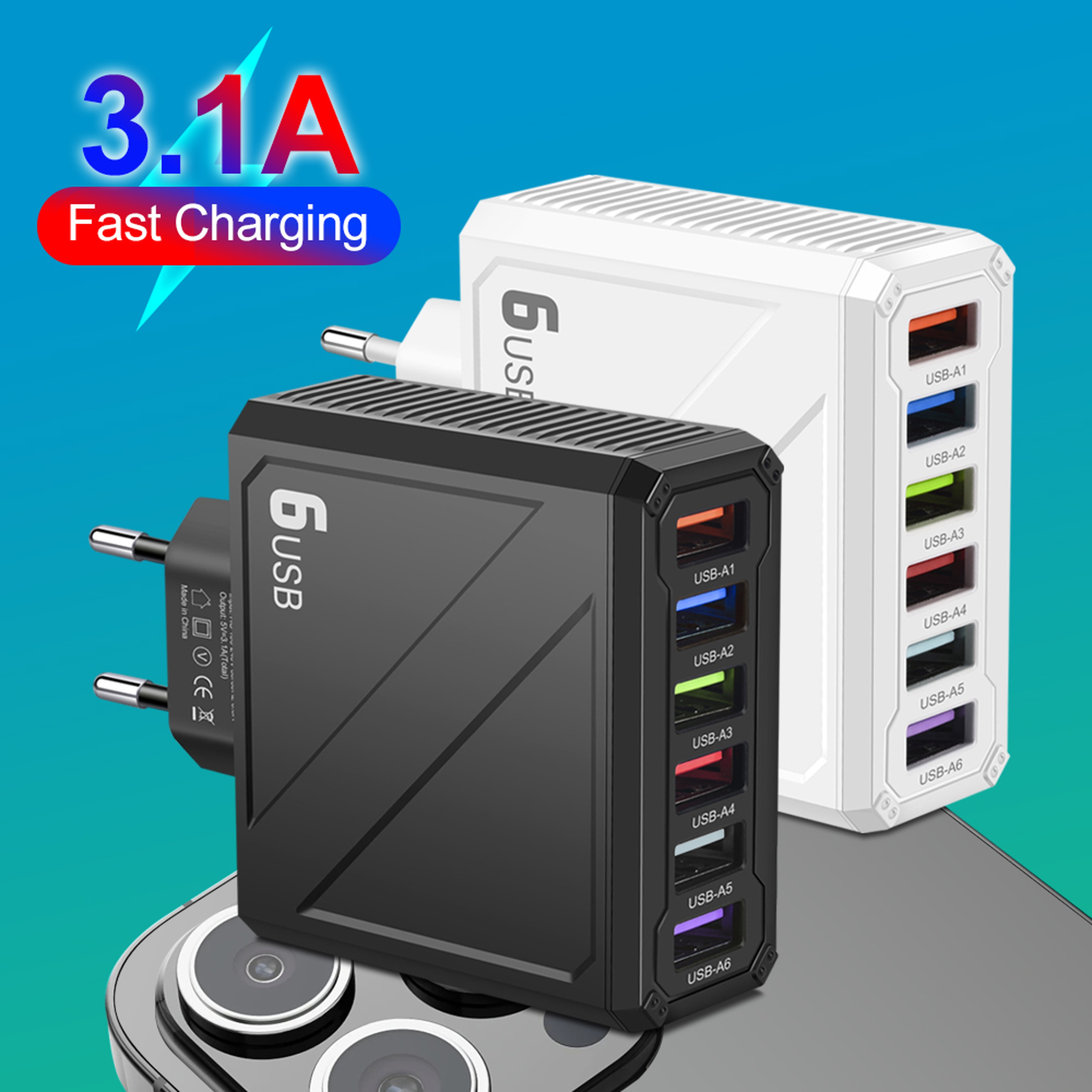 USB Wall Charger Multi Port Adapter Quick Charge Fast Charging Mobile Phone Charger 0