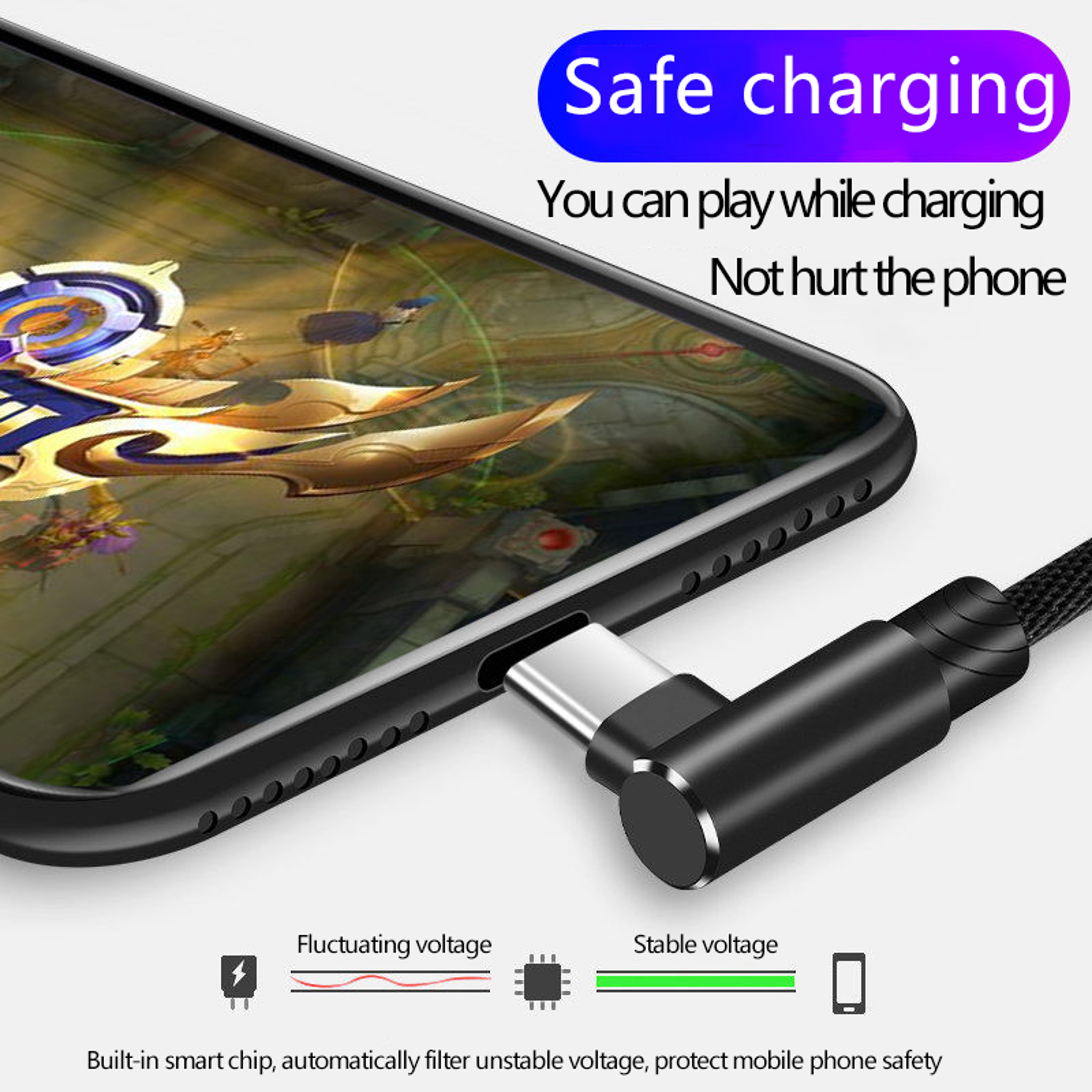 Fast Charge Type C USB Cable Elbow Data Cord PD Mobile Phone Cable 3