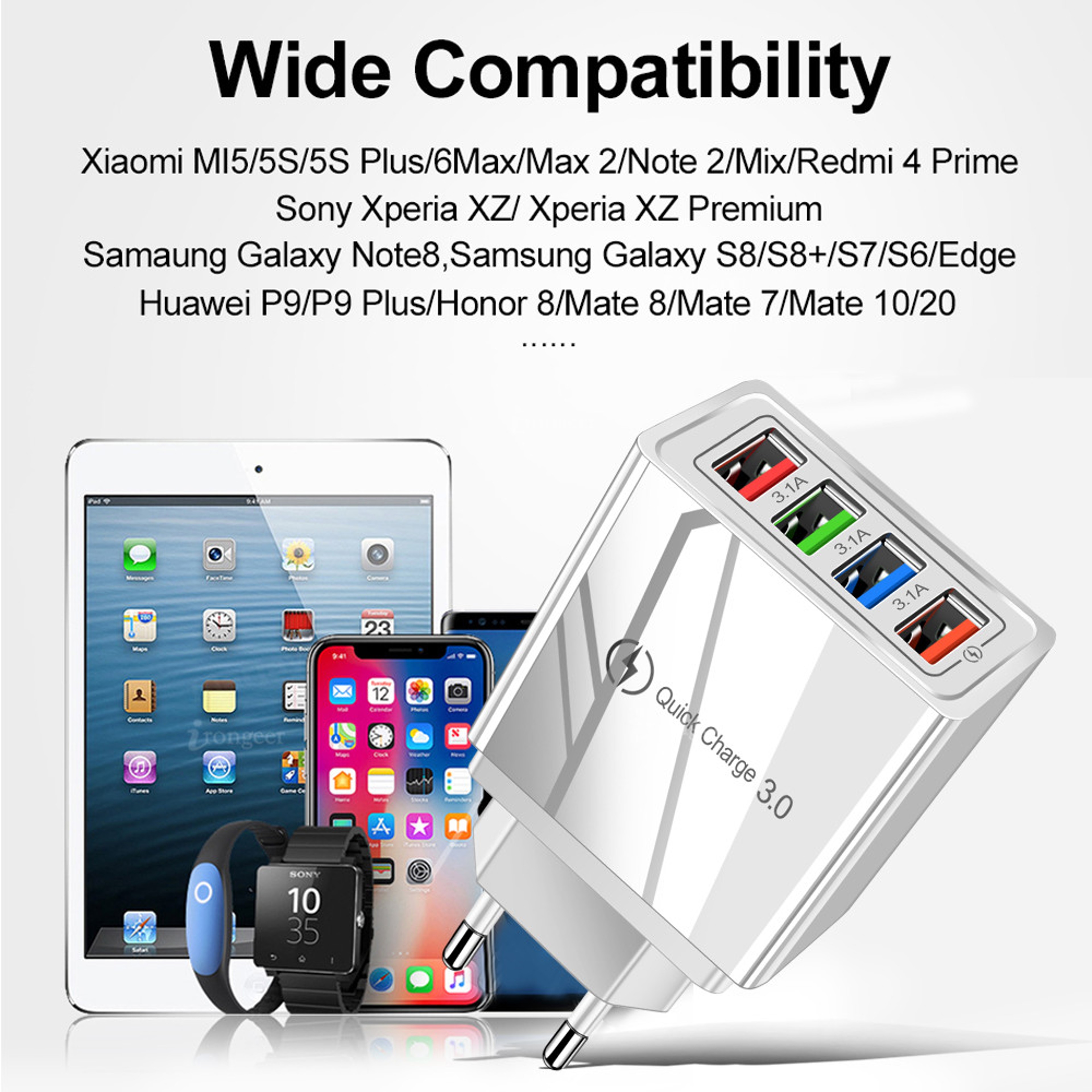 USB Charger Travel Wall Adapter Quick Charge Multi Ports Power Adapter For Fast Charging 4