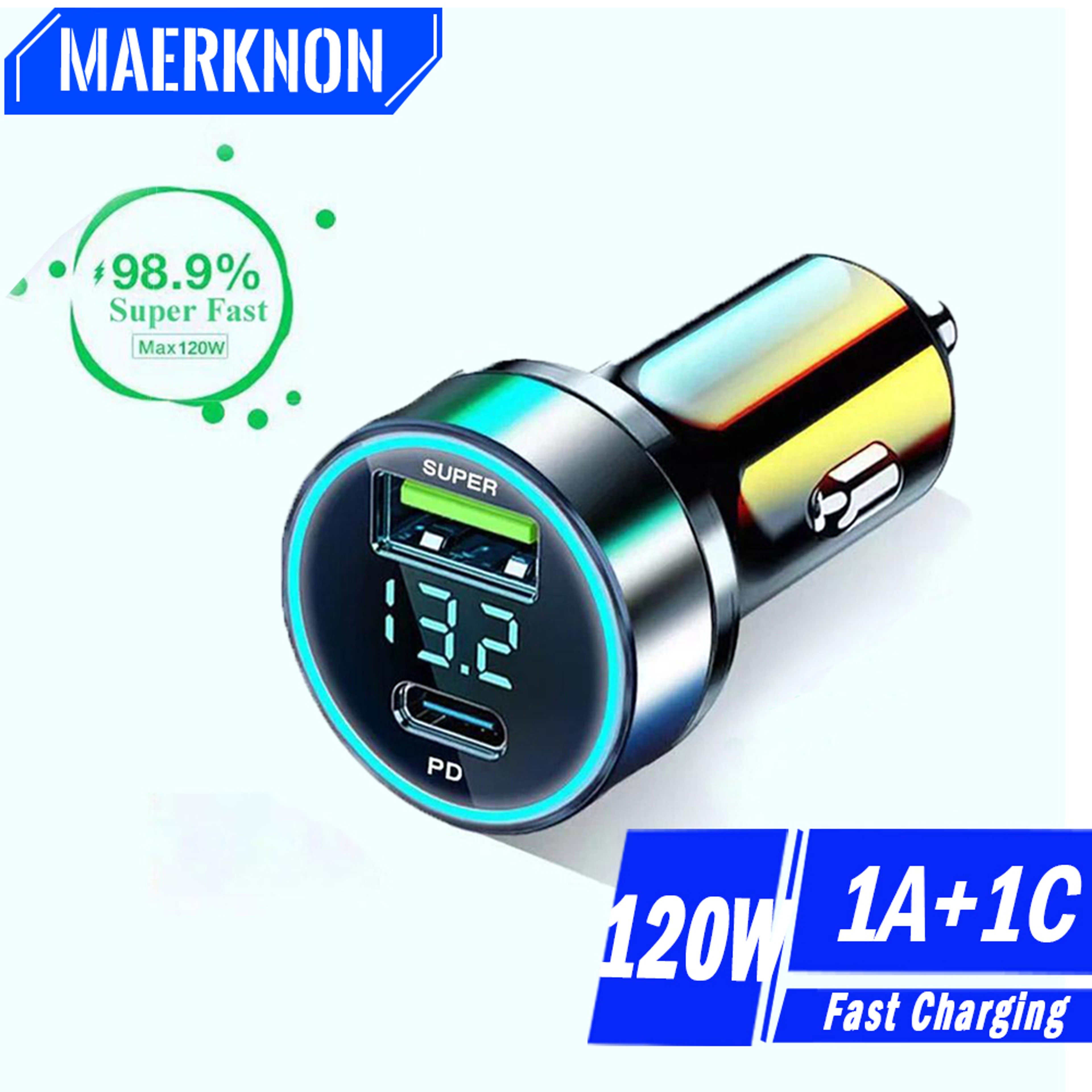 USB Fast Charging Phone Adapter Type C Car Charger Cigarette Lighter Socket Adapter 5