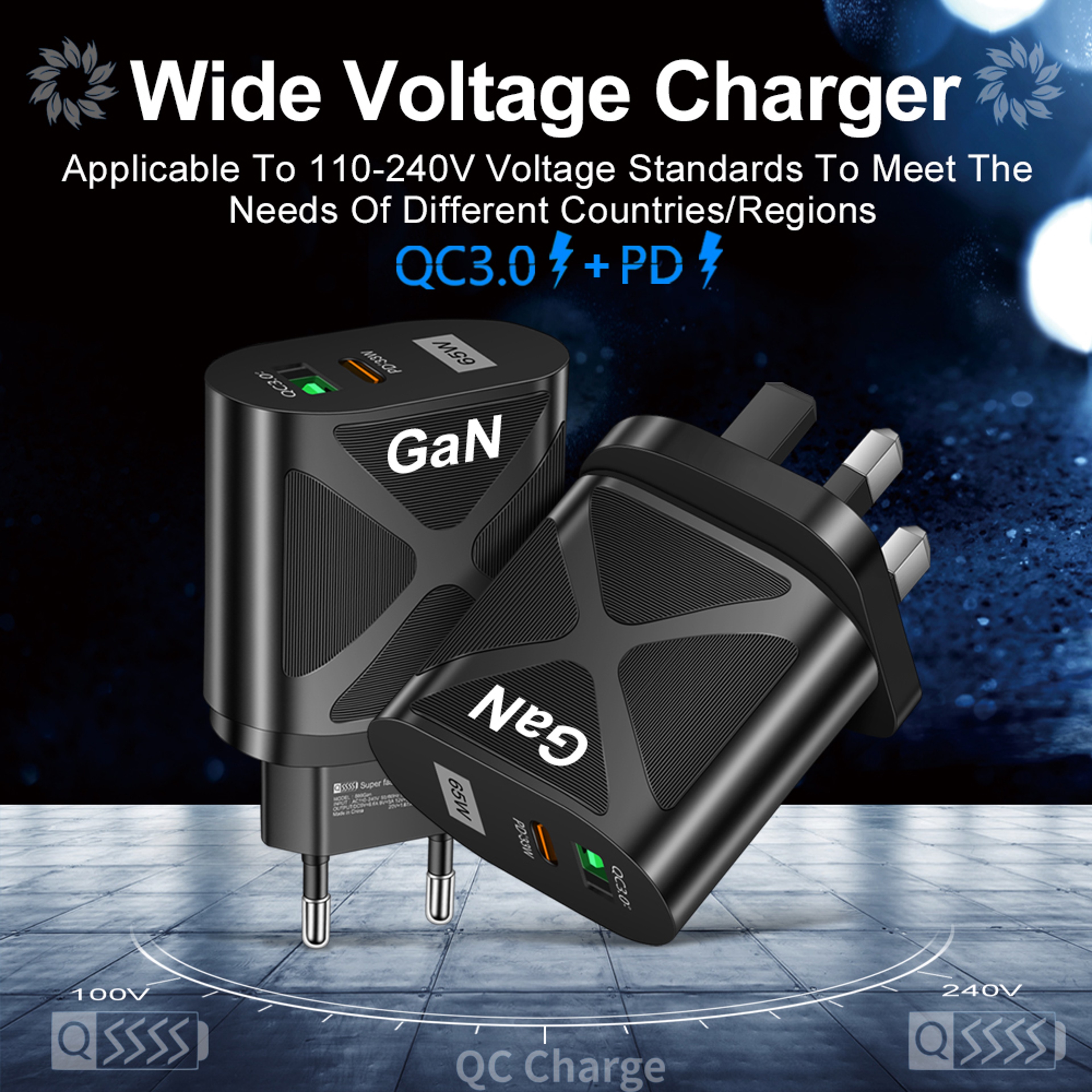 Fast Phone Charger Adapter PD GaN USB Charger Quick Charge Type C Wall Charger 3