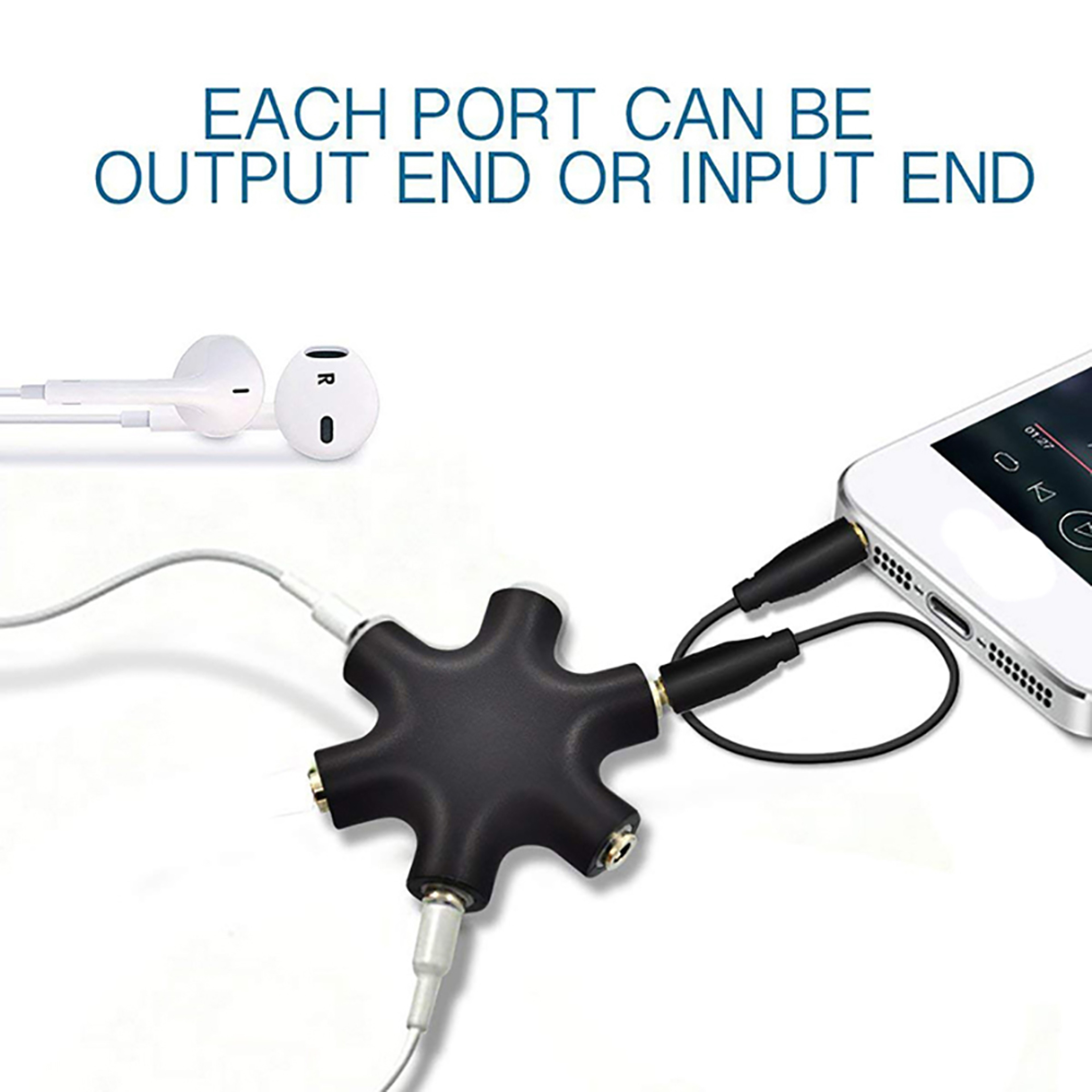 Male To Female Audio Splitter Adapter Headphones Audio Data Cord Converter 2