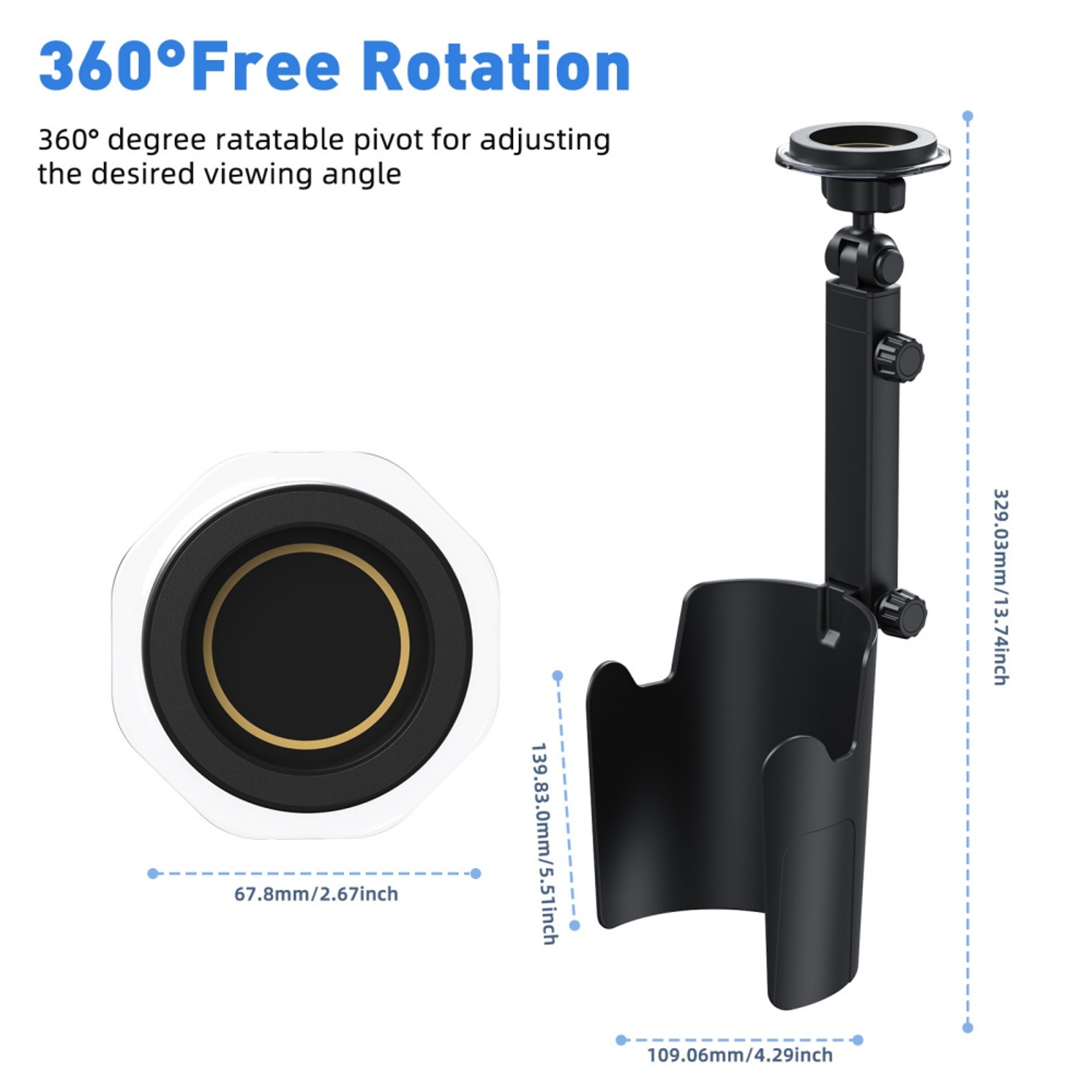 Universal Magnetic Car Cup Phone Holder Adjustable Rotation Stand Smartphone Bracket 6