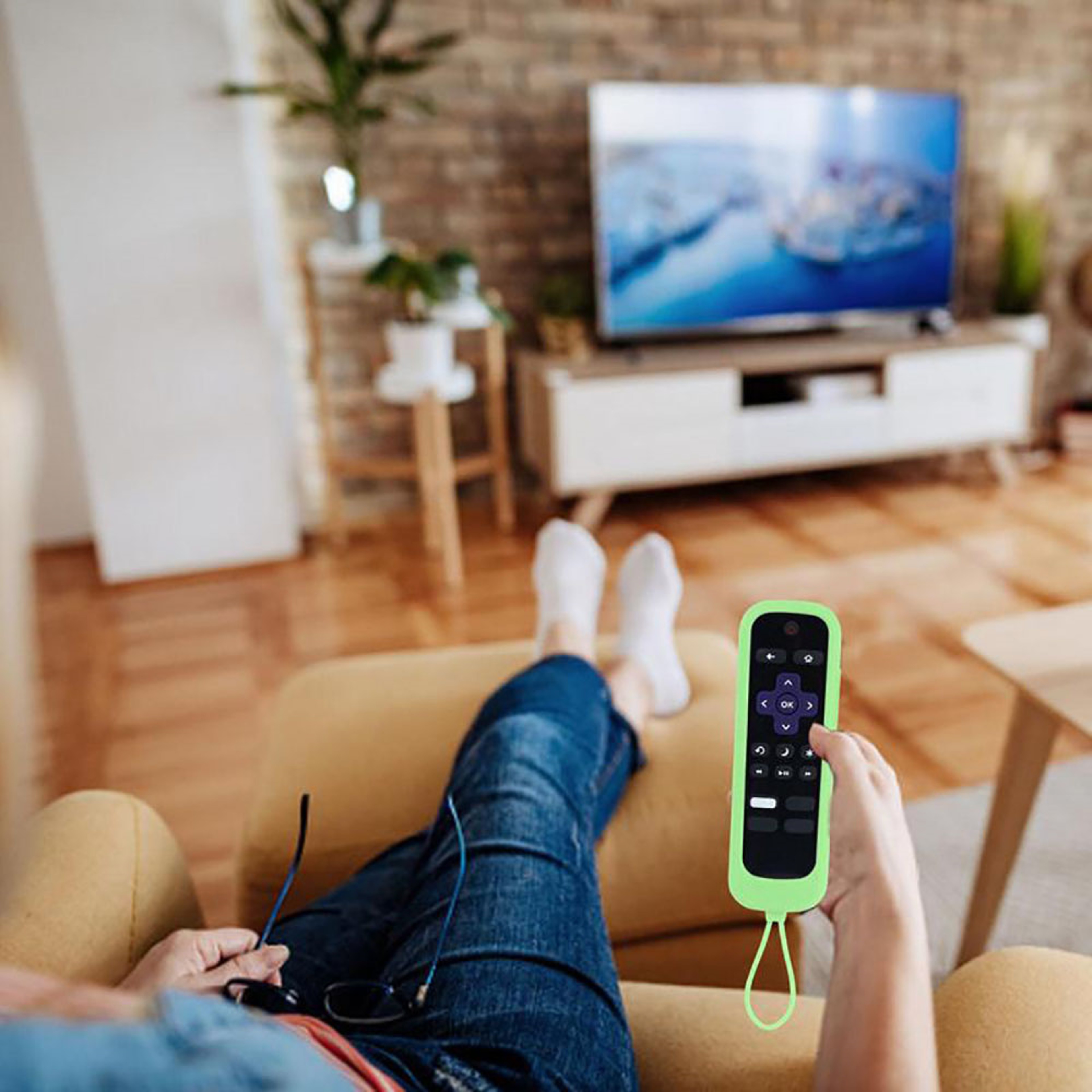 TV Remote Control Cover Luminous Silicone Remote Control Protective Case With Rope 4