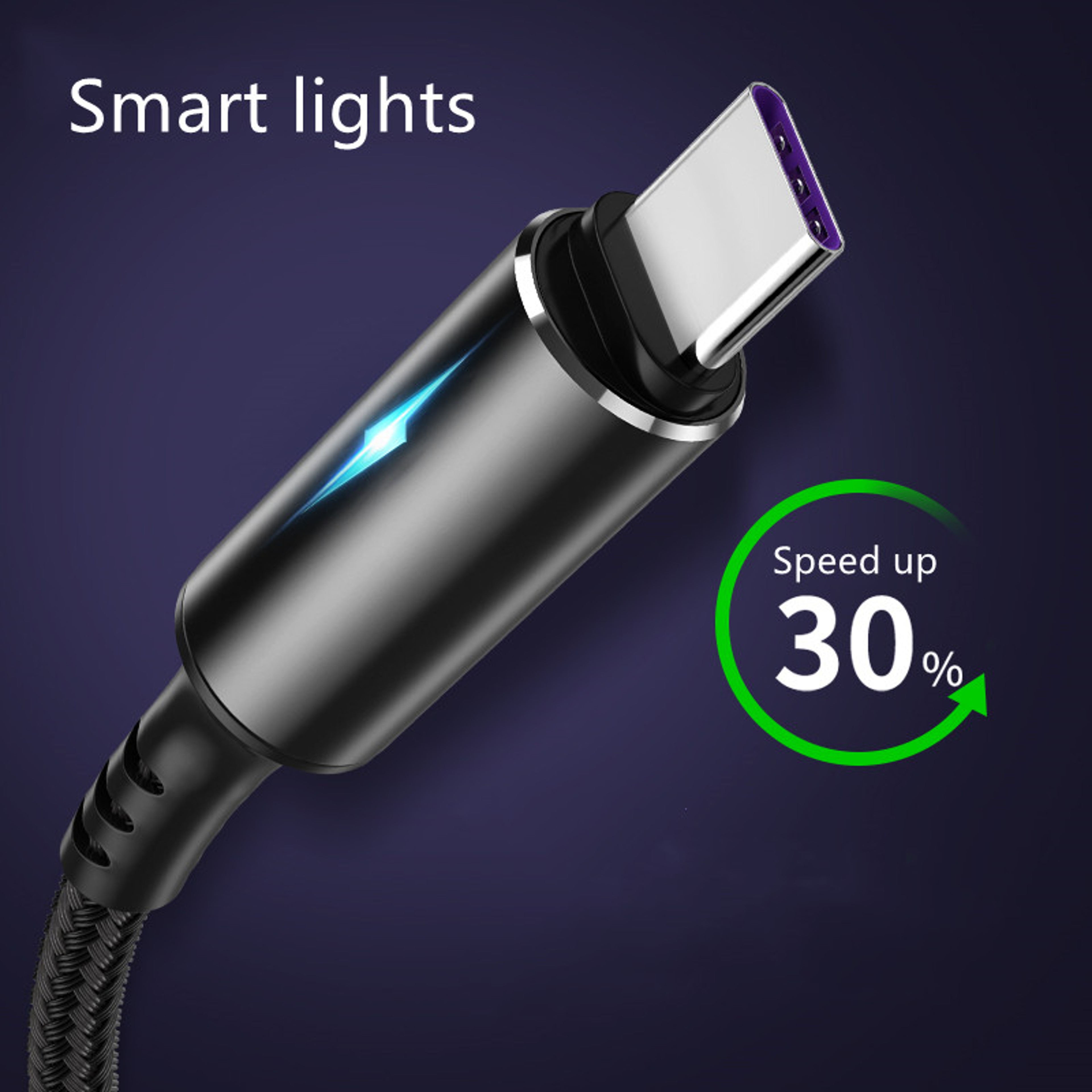 Quick Charge Cable USB Type C LED Fast Charging Micro USB Data Cord Phone Charger Wire 2