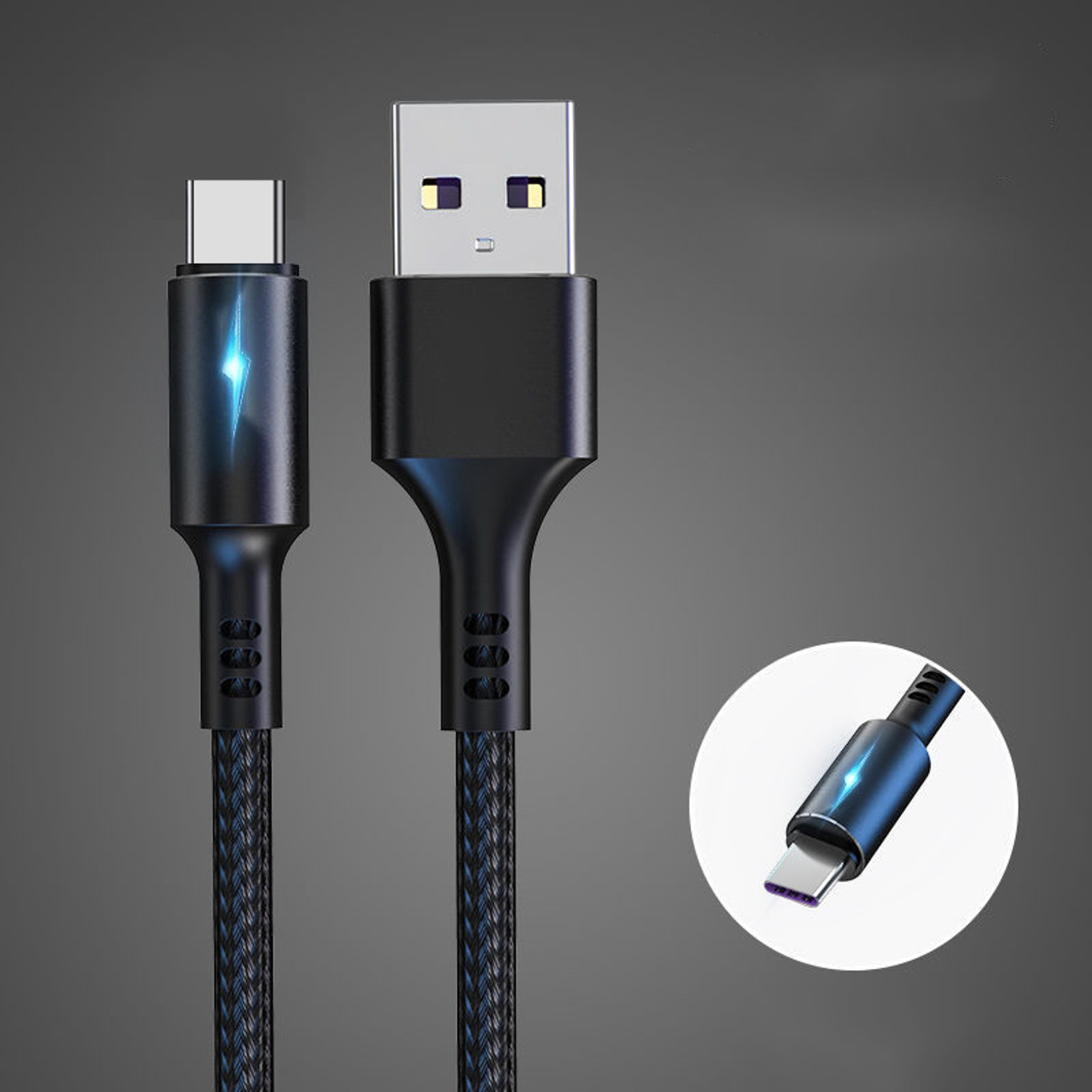 Quick Charge Cable USB Type C LED Fast Charging Micro USB Data Cord Phone Charger Wire 0