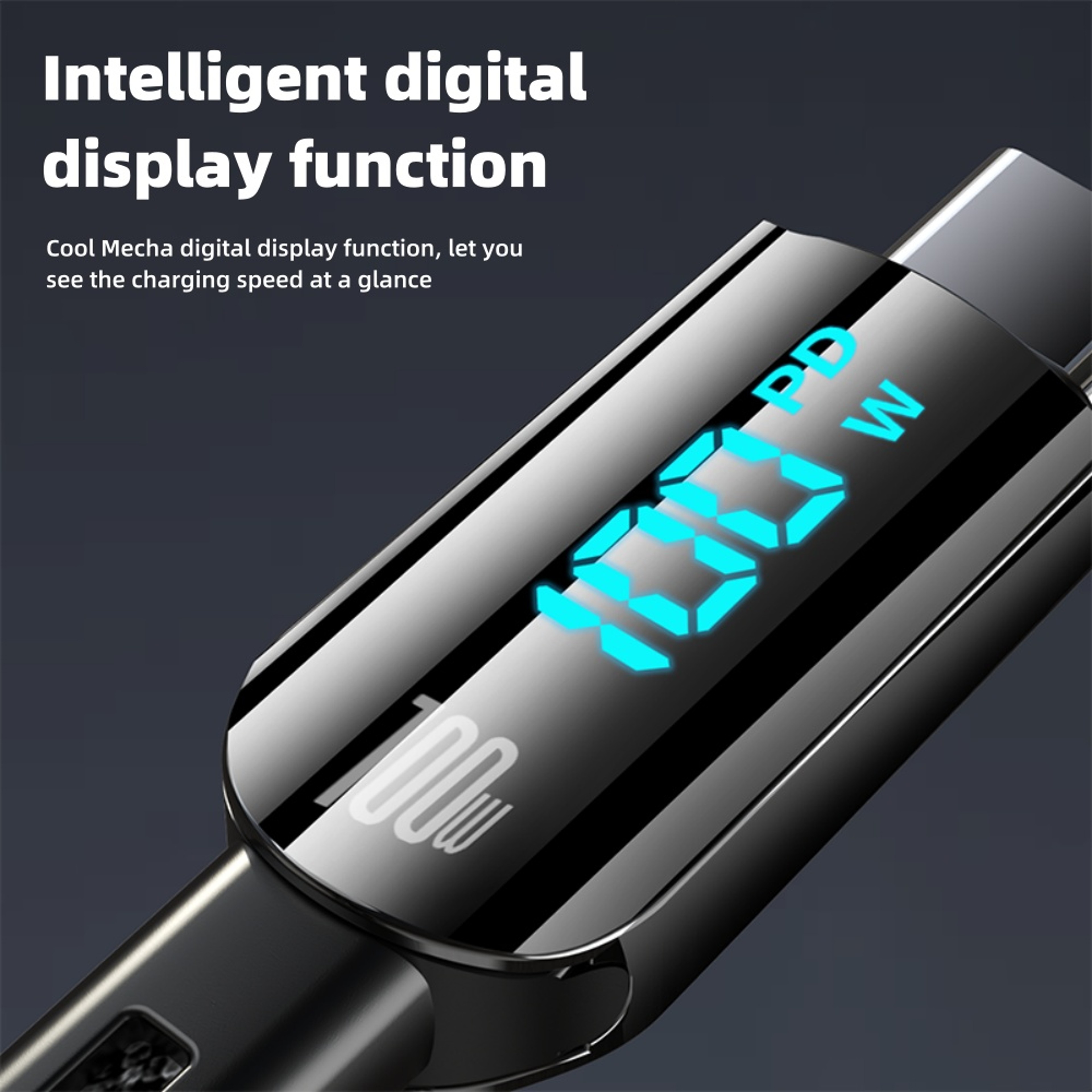 Fast Charging PD USB C To USB Type C Data Cable Digital Display Charger Cord 2