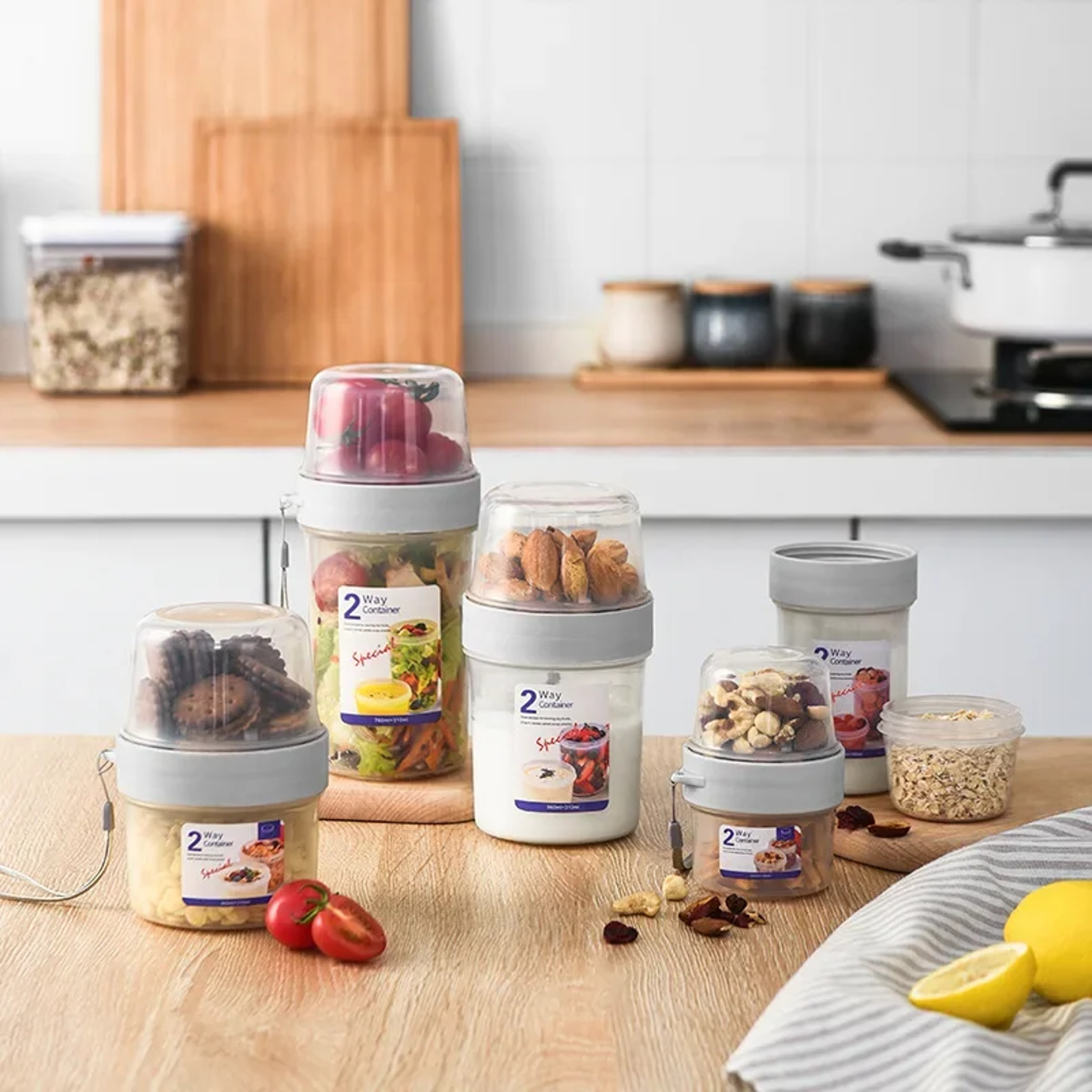 Breakfast Cereal Nut Oatmeal Yogurt Salad Cup Seal Container Set With Fork Sauce Cup Lid Bento Tupp 1