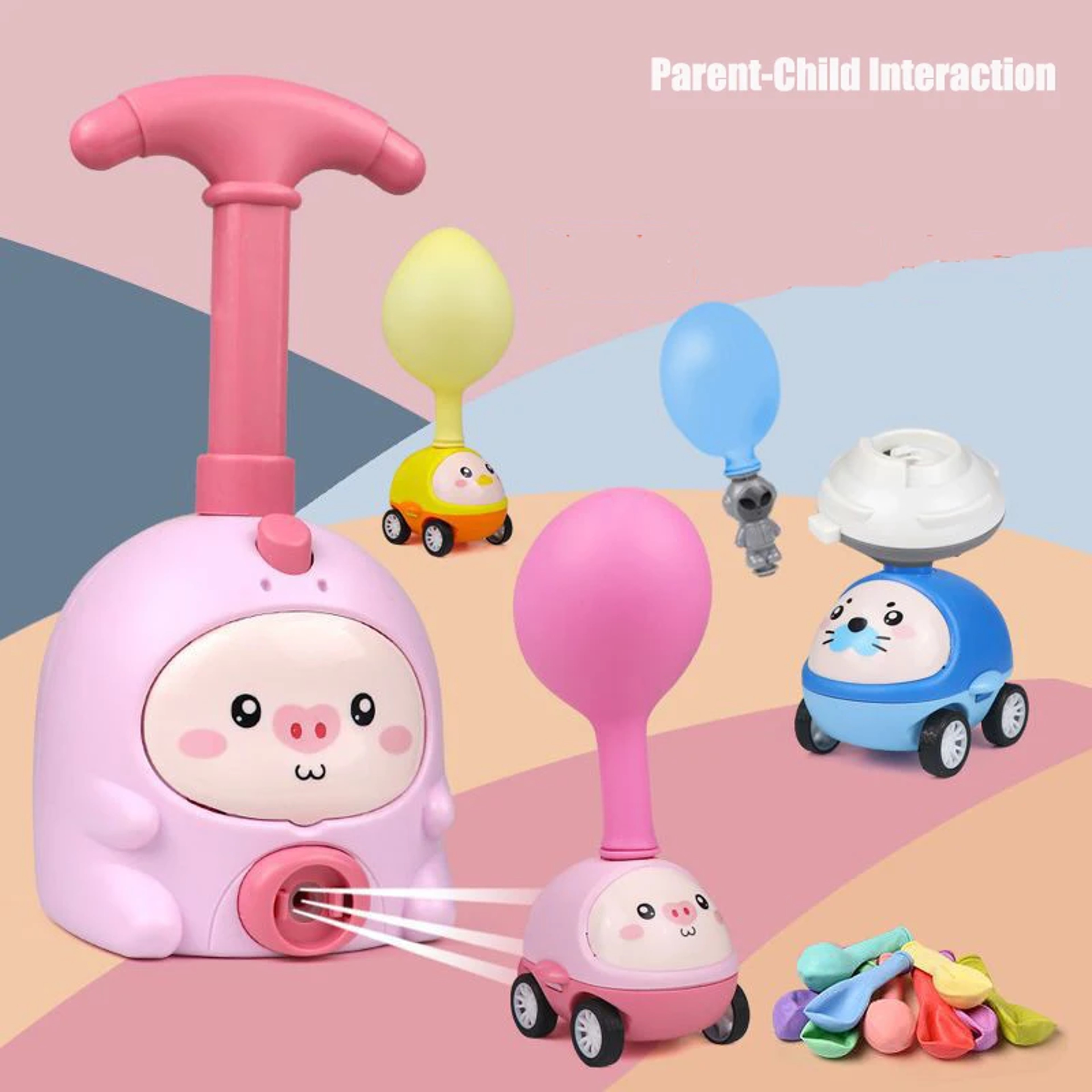 Educational Kids Rocket Balloon Launcher Toy Air Power Balloon Car Tower Science Toy For Children N 1