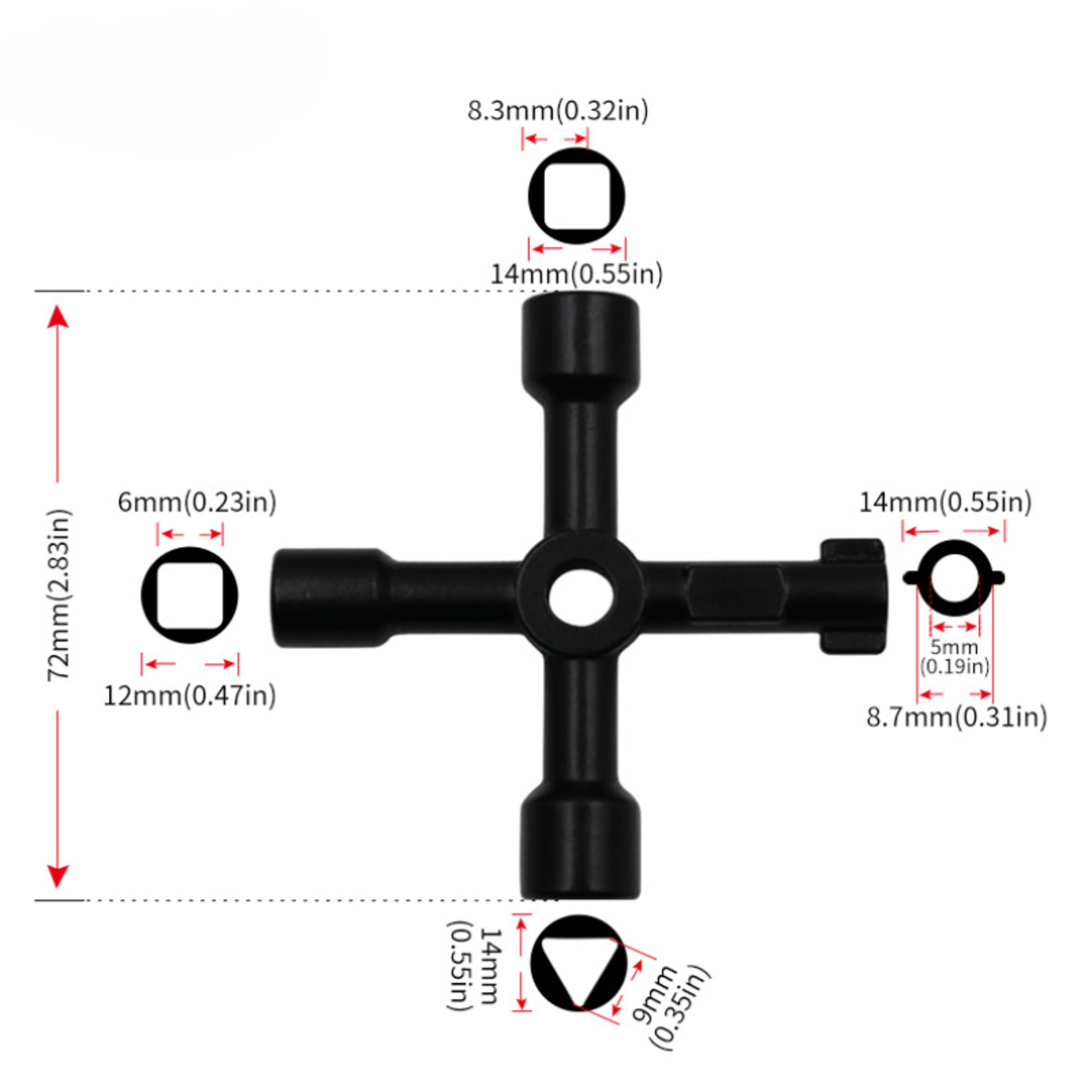 Universal Multifunction Electrician Plumber Wrench Square Triangle Key For Gas Train Bleed Radiator 4