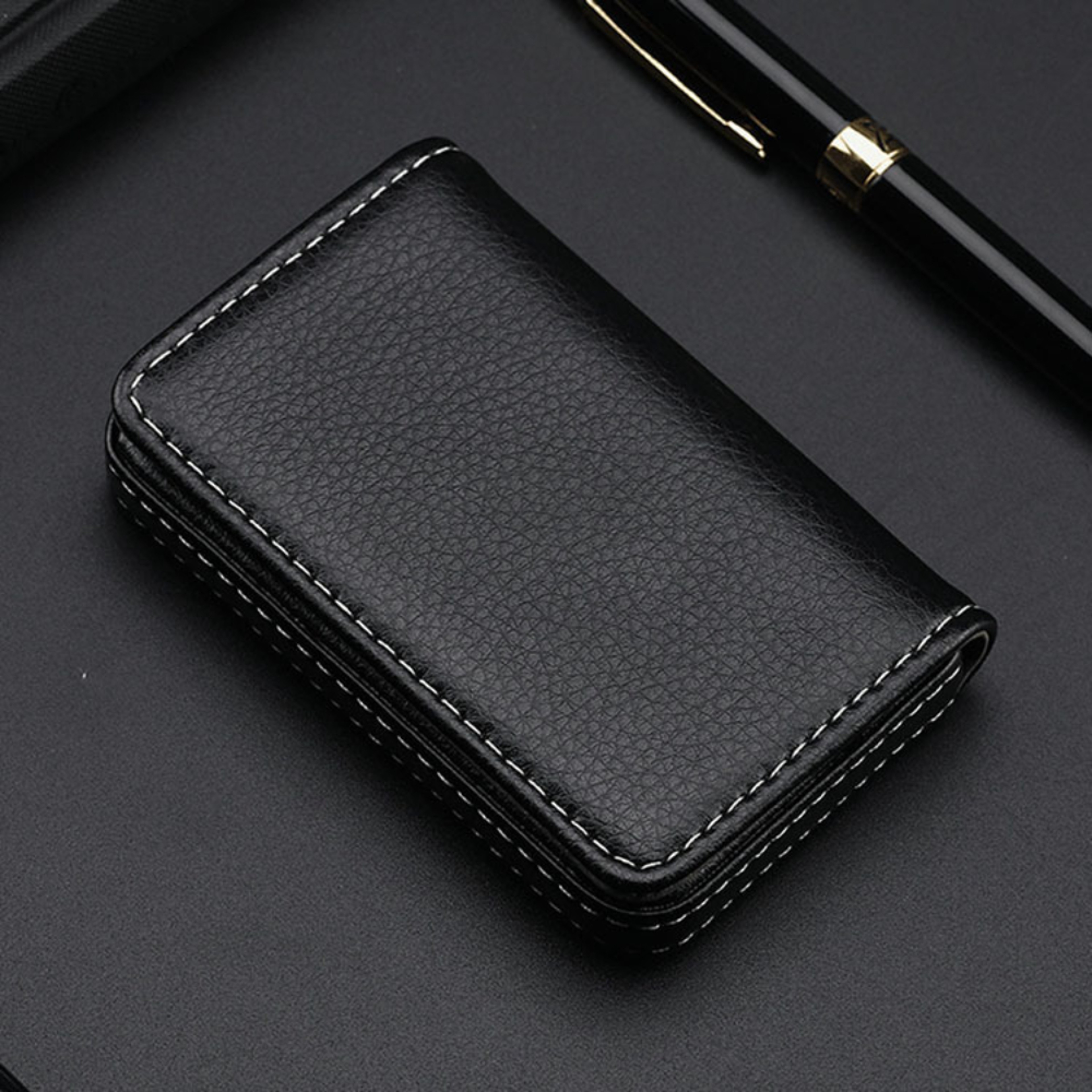 Magnetic Shut Sized Stitched PU Leather Credit Card Holder Business Card Case Wallet For Men And Wo 5