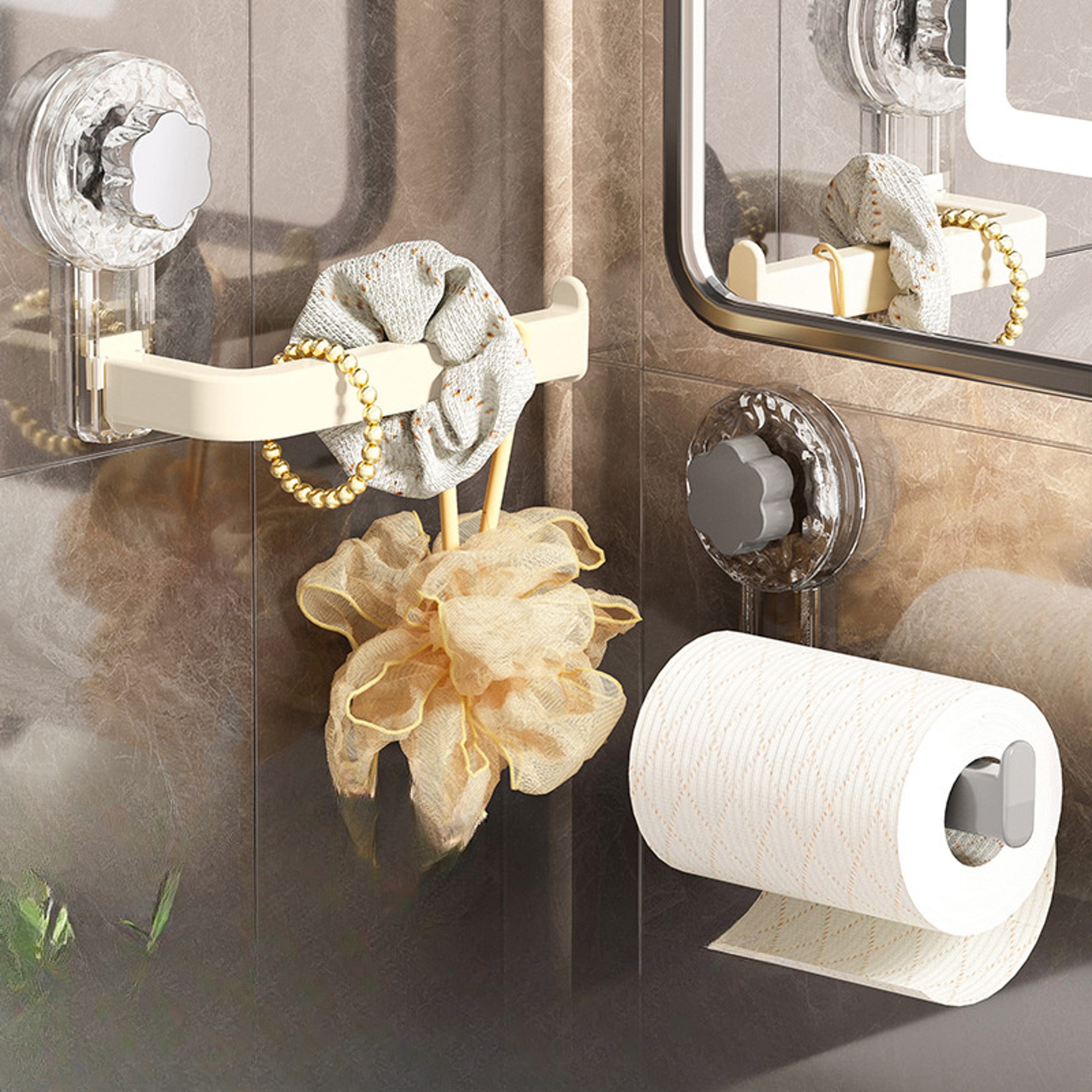 SelfAdhesive WallMounted Toilet Paper Holder With Suction Cup NoDrill Installation Multipurpose Tis 3