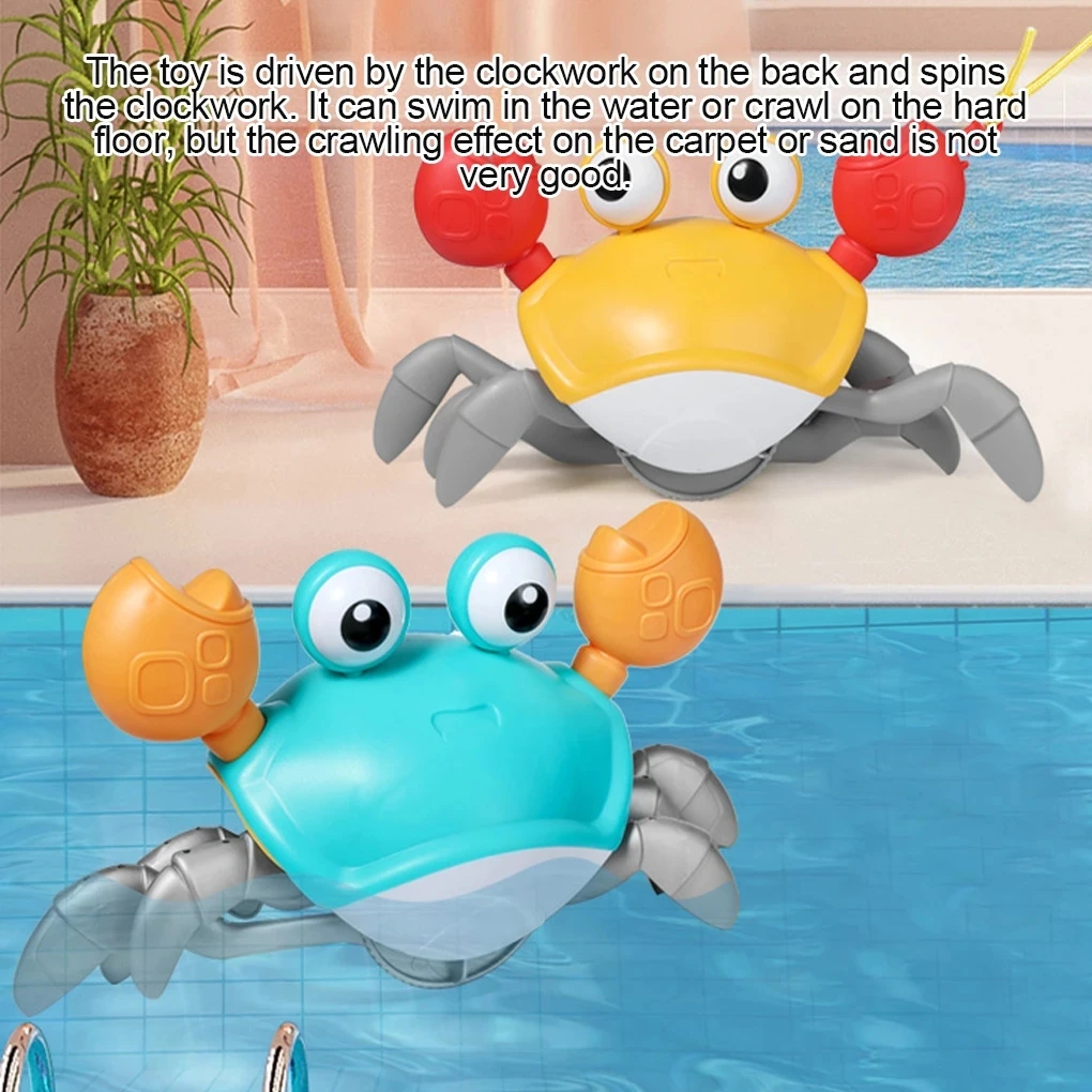 Portable Baby Bath Tub Water Play Crab Toy Clockwork Beach Accessory For Children Shower Pulling A  1