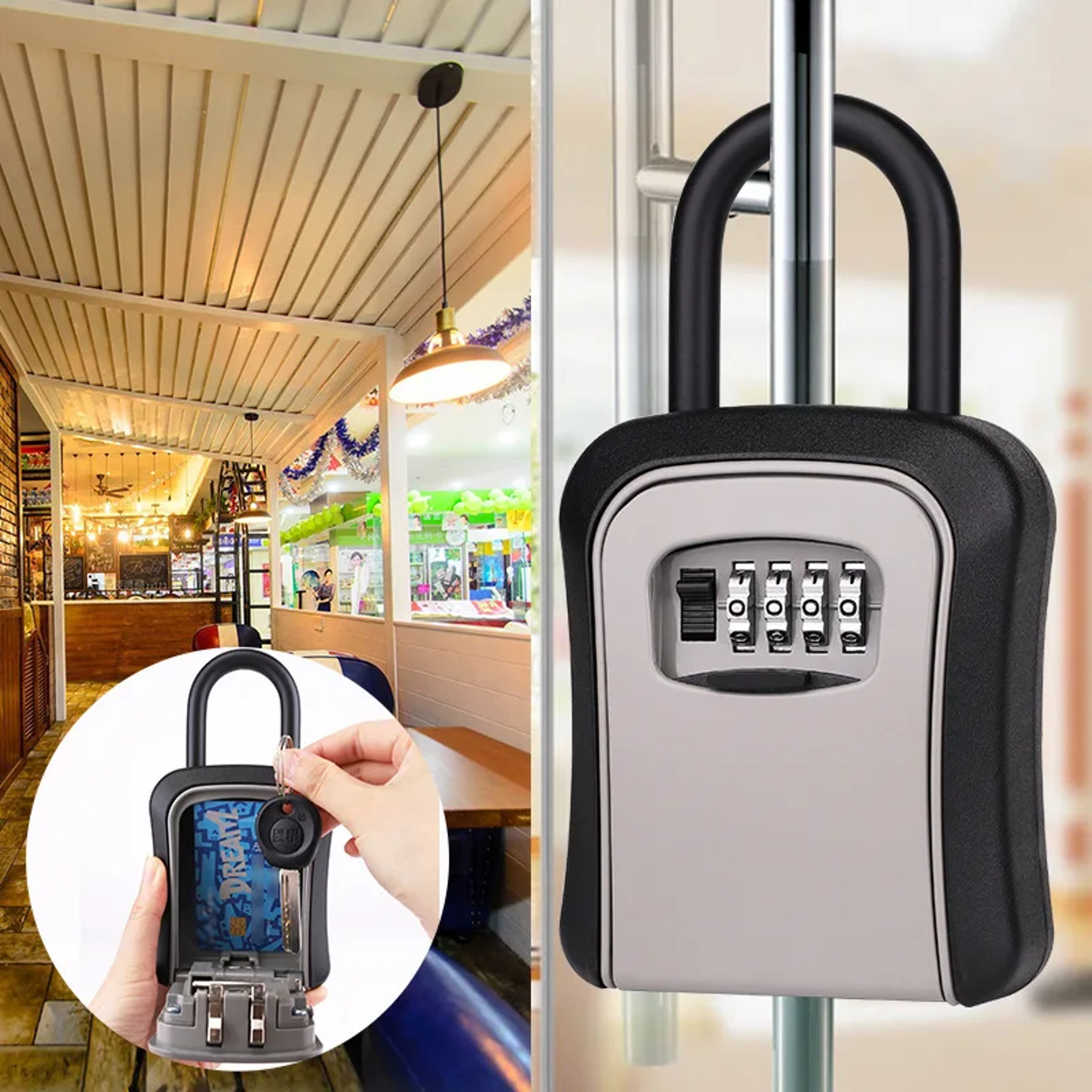Waterproof Digit Code Key Box Outdoor Password Storage With Steel Wire Hanging Locking Hook Easy In 0