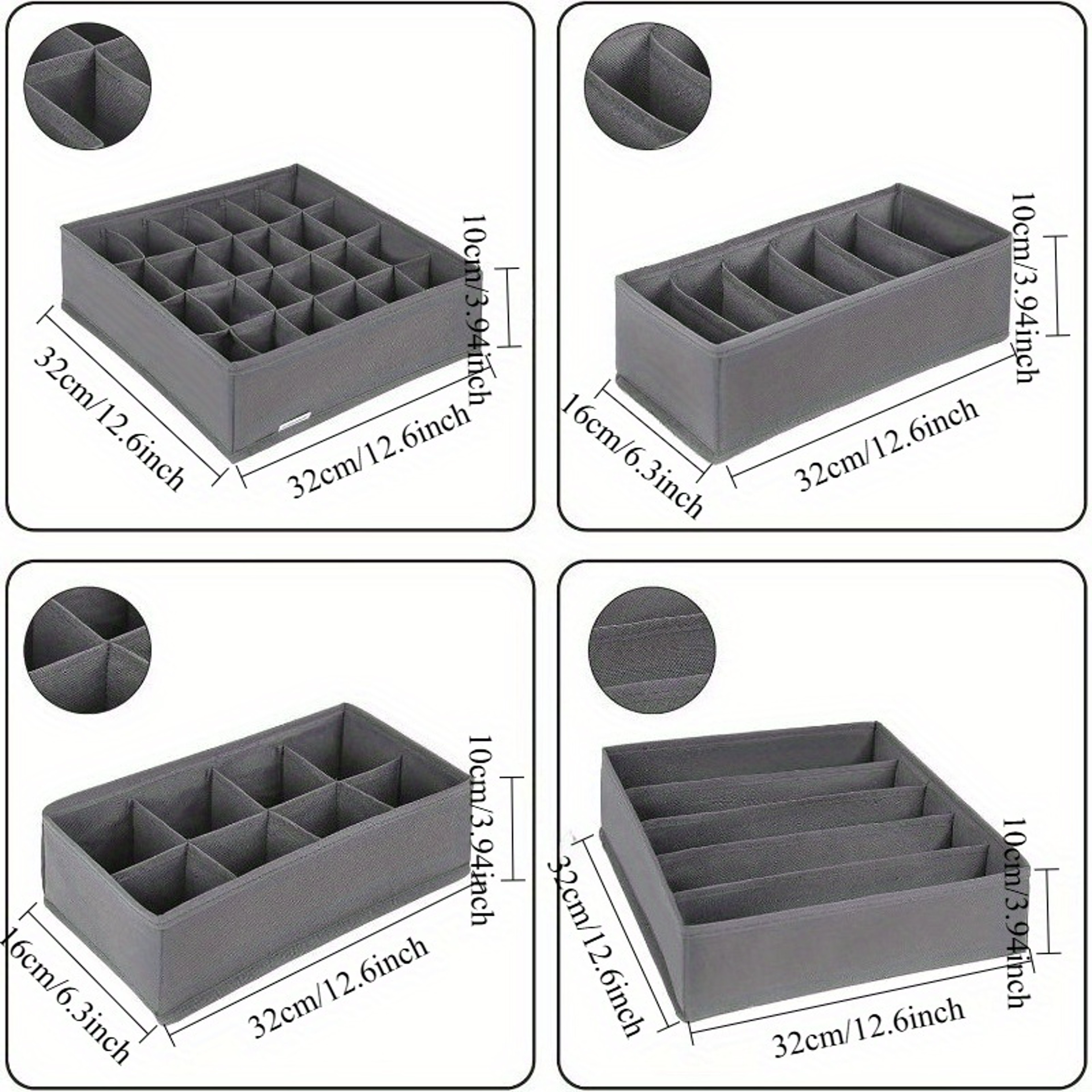 Foldable Drawer Organizer Set Closet Storage System For Bras Socks Ties Polyester Material 4