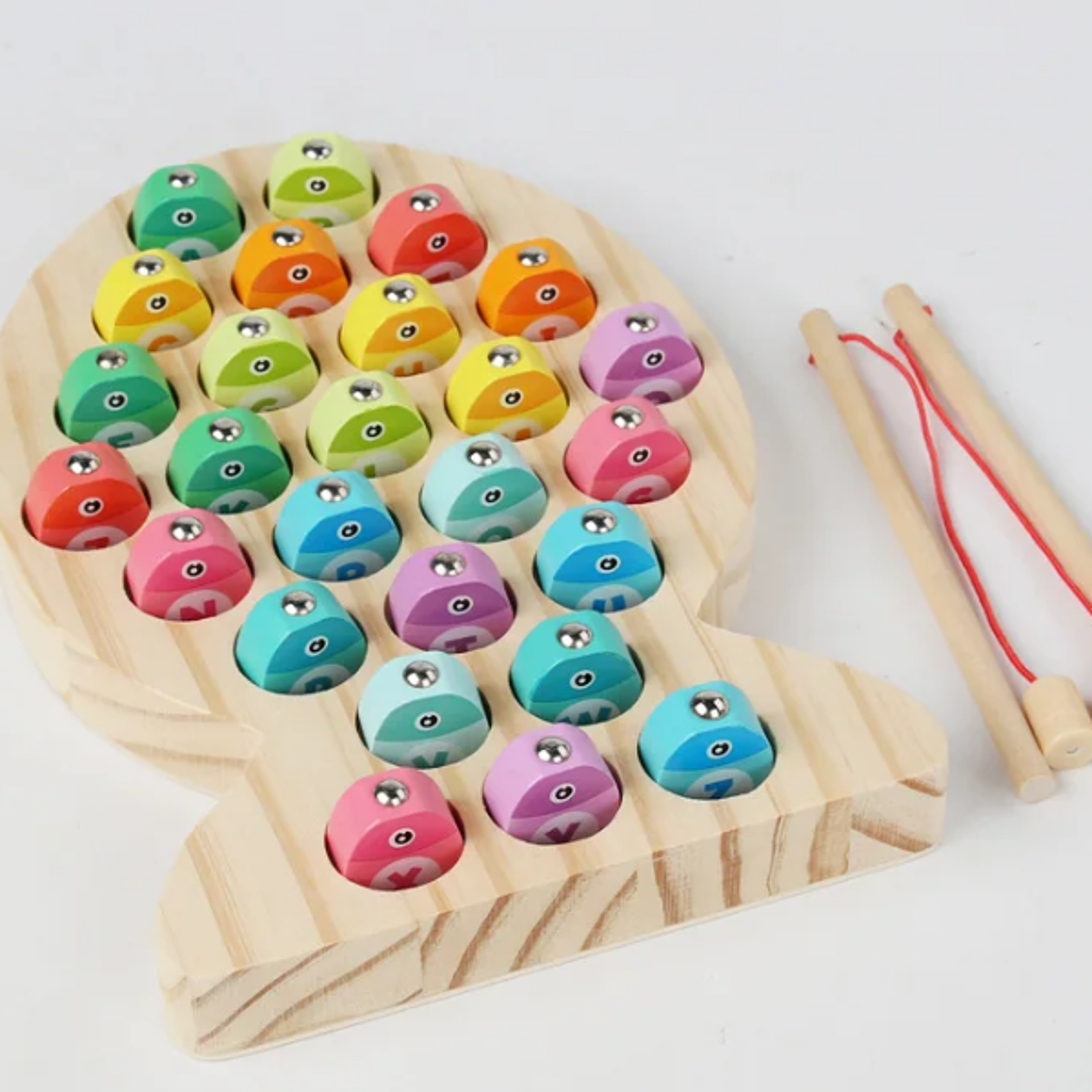 Toddler Number Alphabet Learning Wooden Children Fishing Toys Baby Montessori Toys