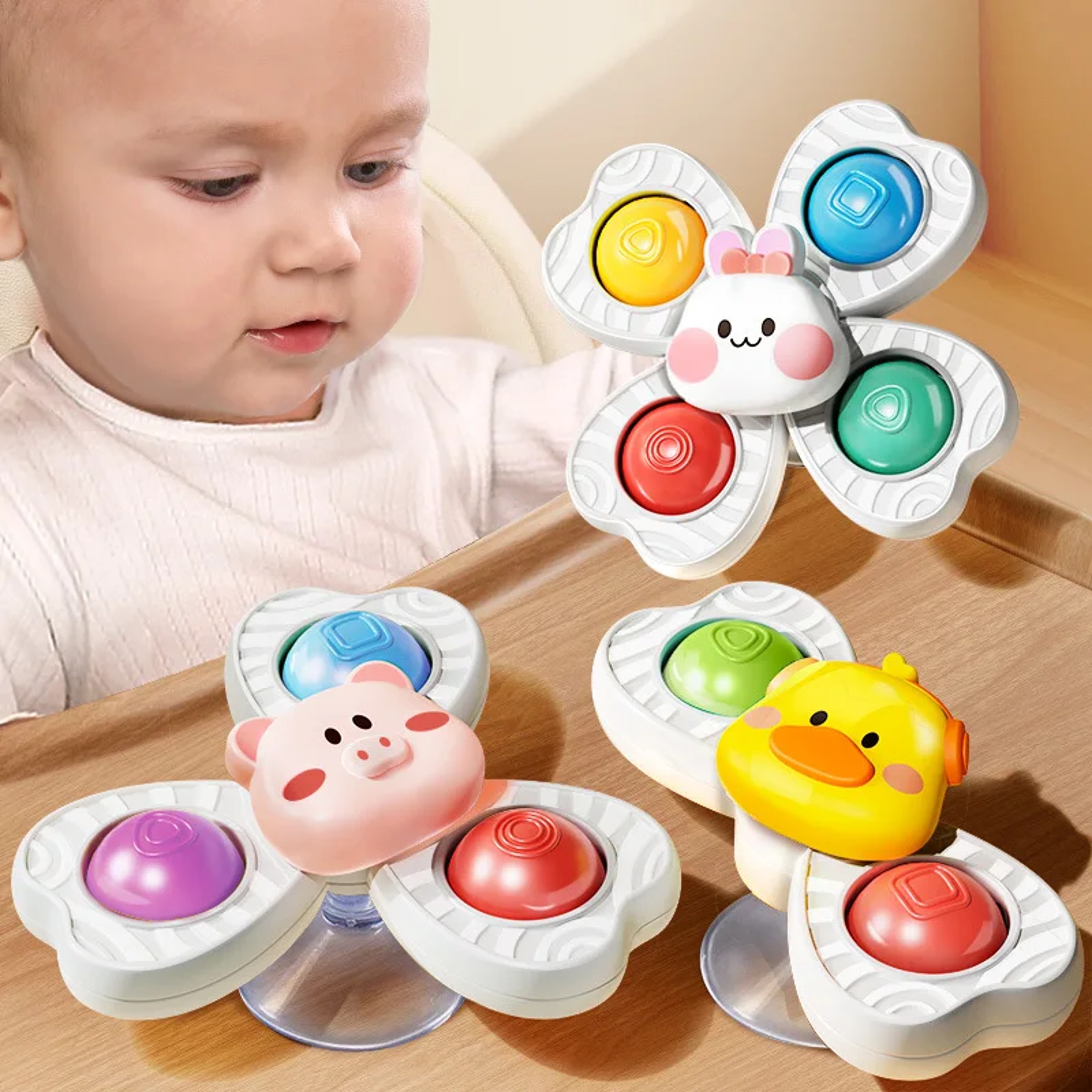 Rotating Baby Sucker Spinning Toys Montessori Education Bathroom Toys for Toddlers Infant Bath Toys – view 2