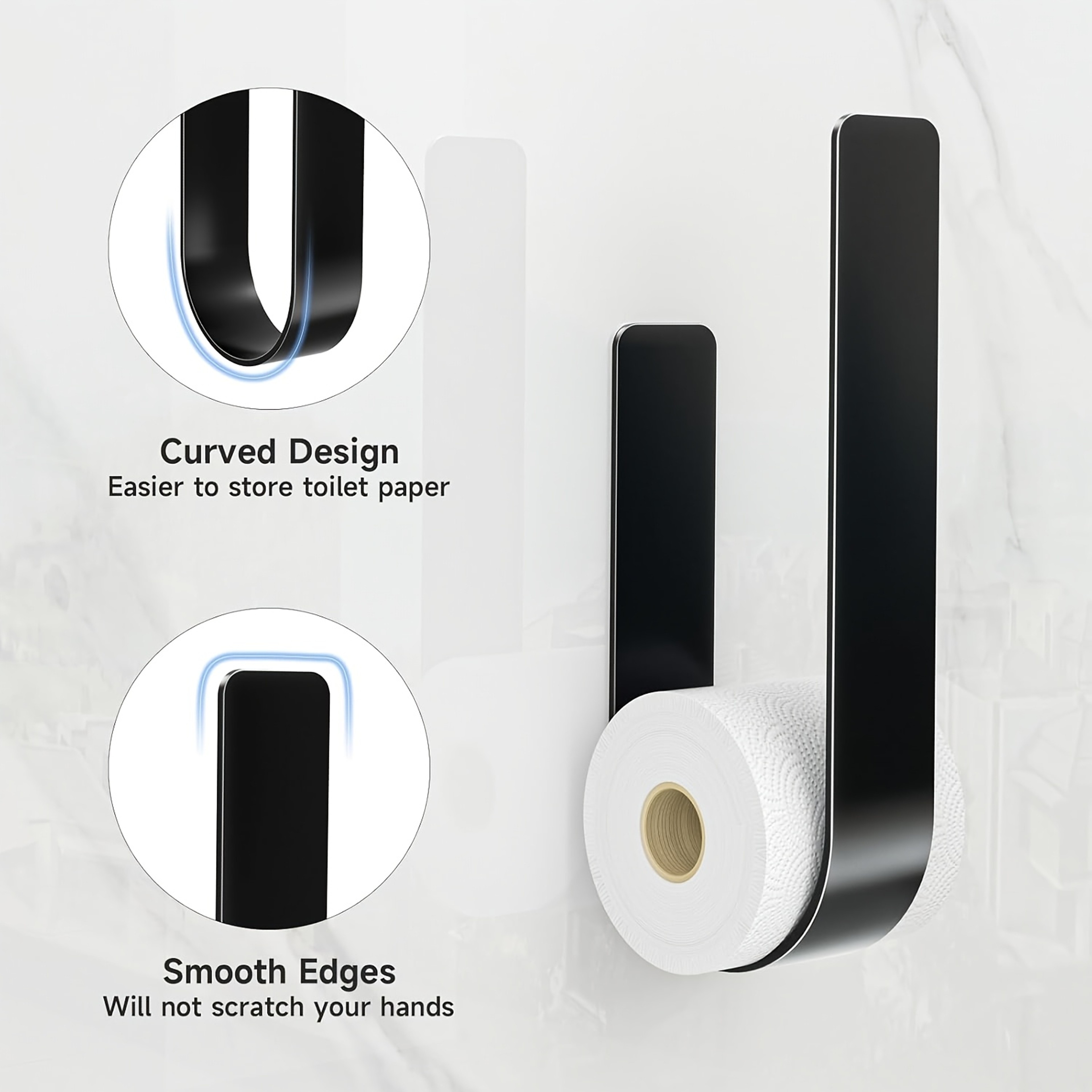 WallMounted Toilet Paper Holder With Towel Rack And Hooks Metal SpaceSaving Design For Bathroom Kit 3