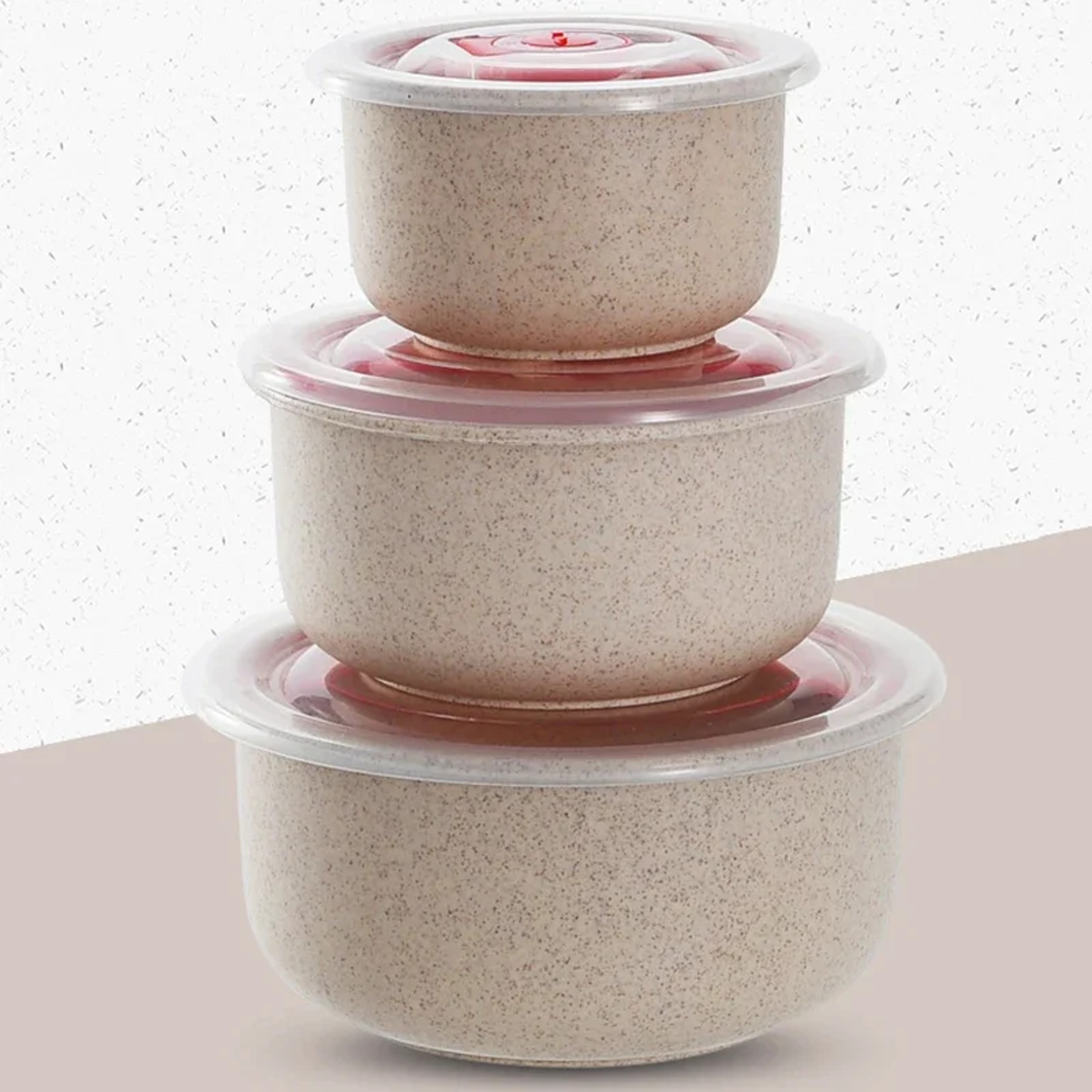 Microwaveable Wheat Straw Fresh Keeping Bowl Set With Lid Three Piece Plastic Round Lunch Box 7