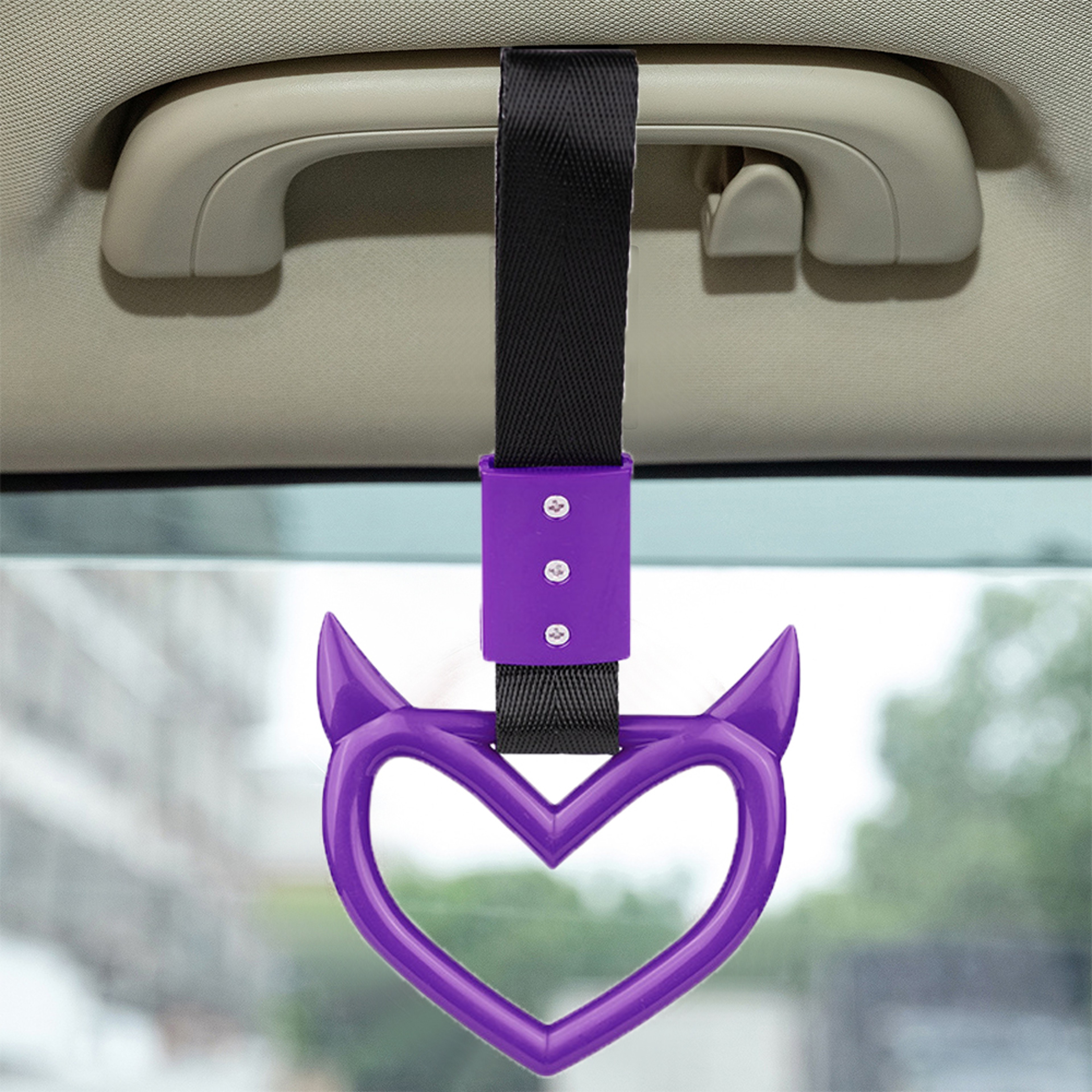 Modified Racing Handle Ring Bus Handle Devil Heart Bumper Hand Strap Loops Car Drift Charm Accessor 2