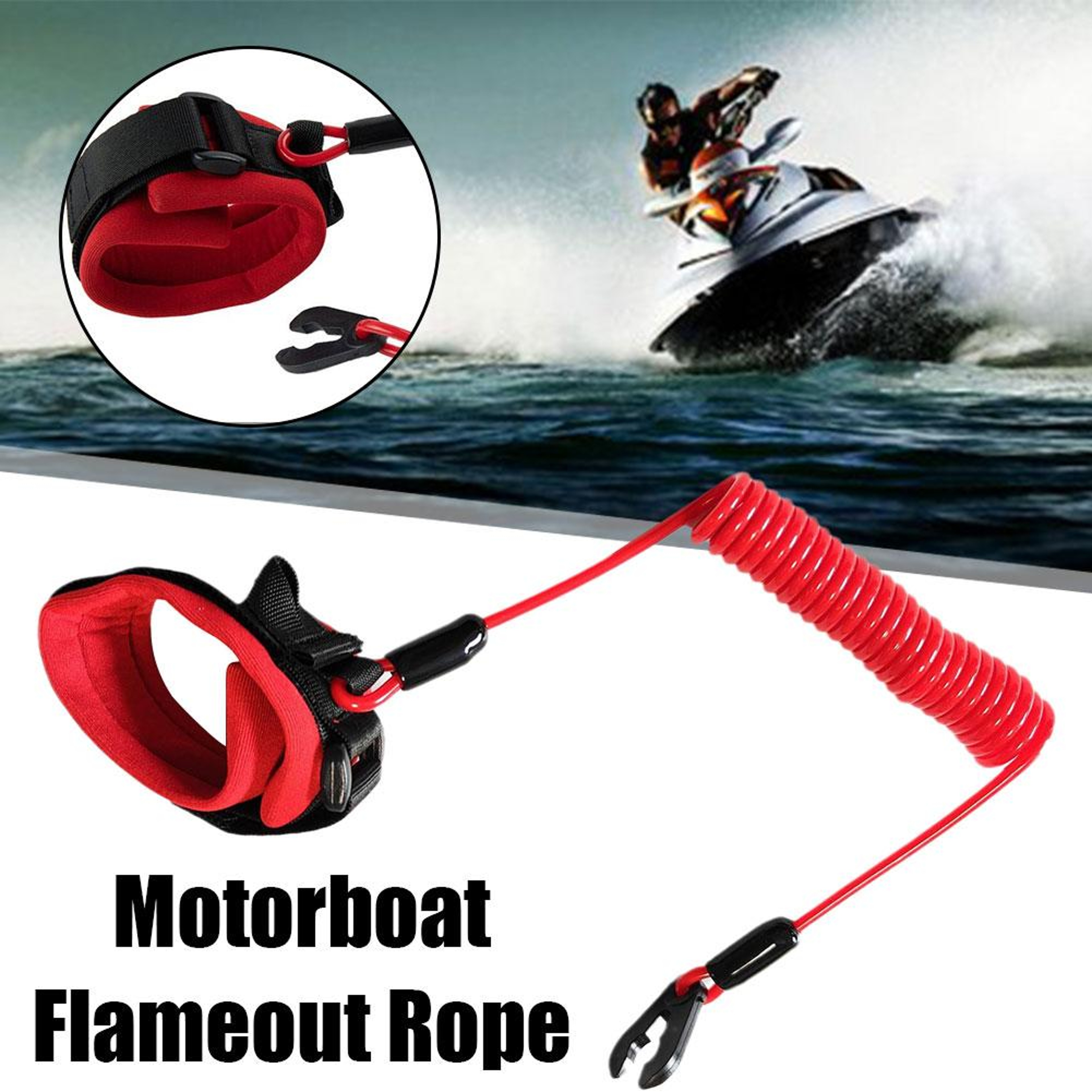 Jet Ski Kill Stop For Marine Outboard Engine Boat Motor Key Rope Reminder Emergency Stop 2