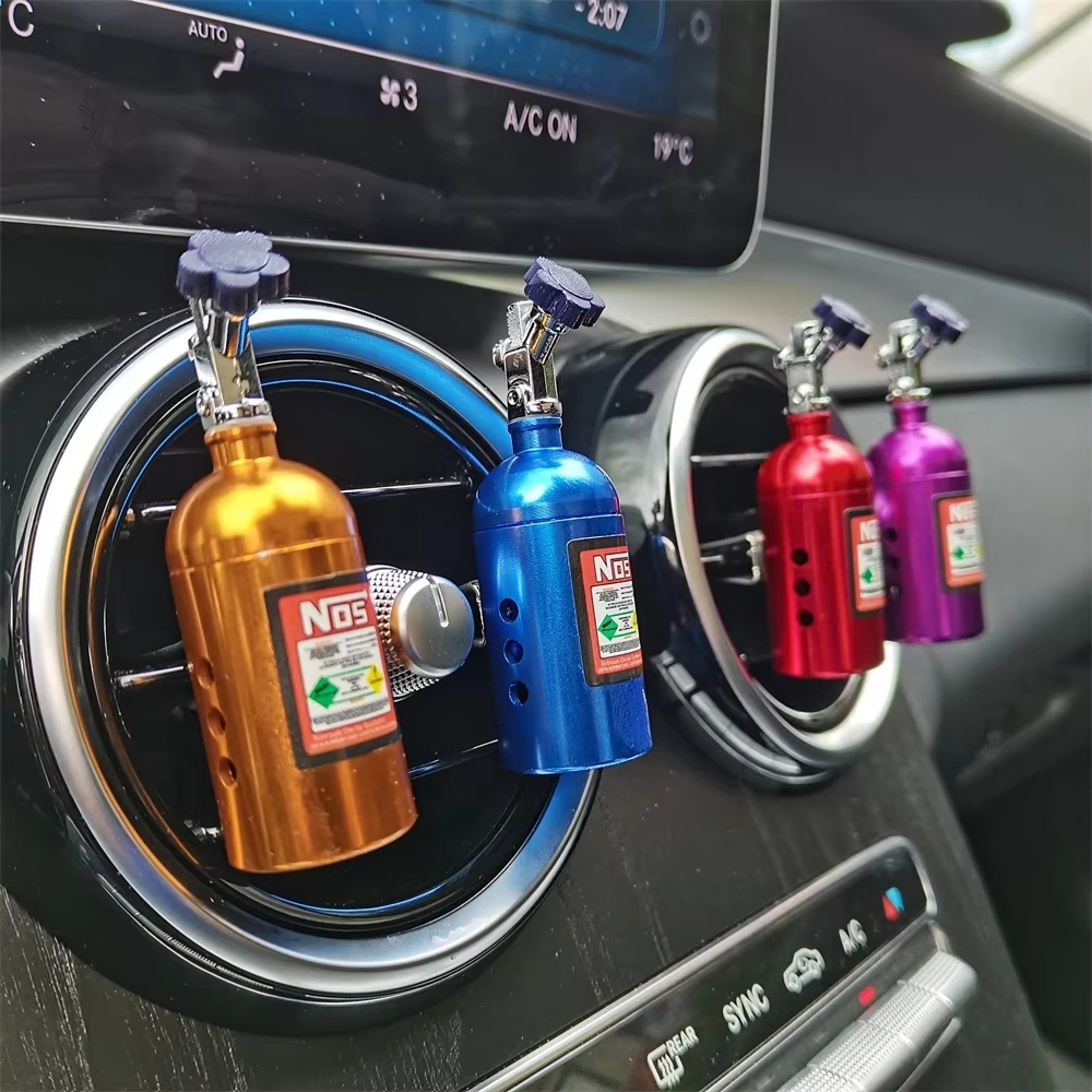 Blue Billet Aluminium Turbo Car Air Freshener Car Vent Perfume Scent Fragrance Refill Freshener Orn 3