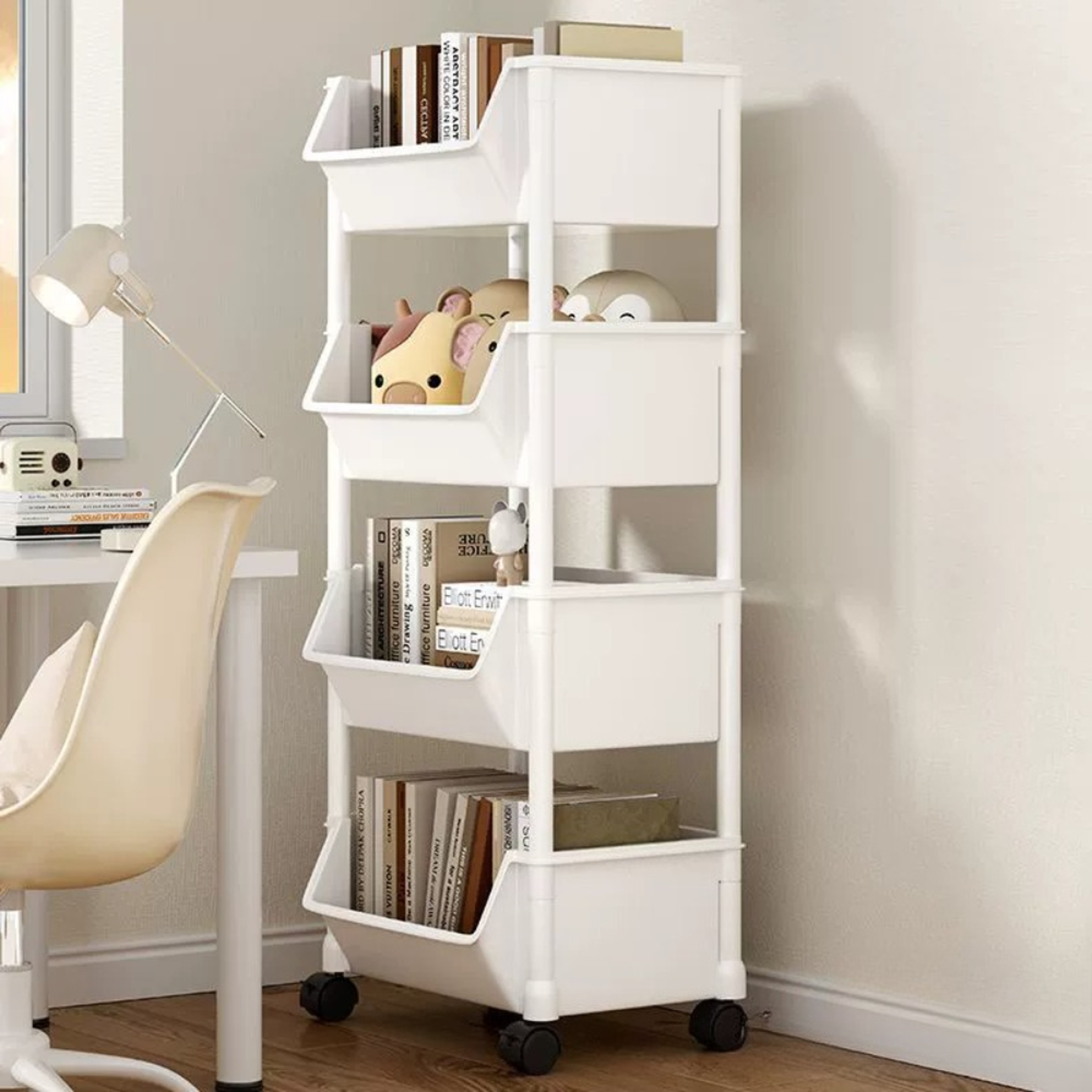 Multilayer Mobile Storage Organizer Rack With Wheels For Kitchen Bedroom Living Room Snack And Book 2