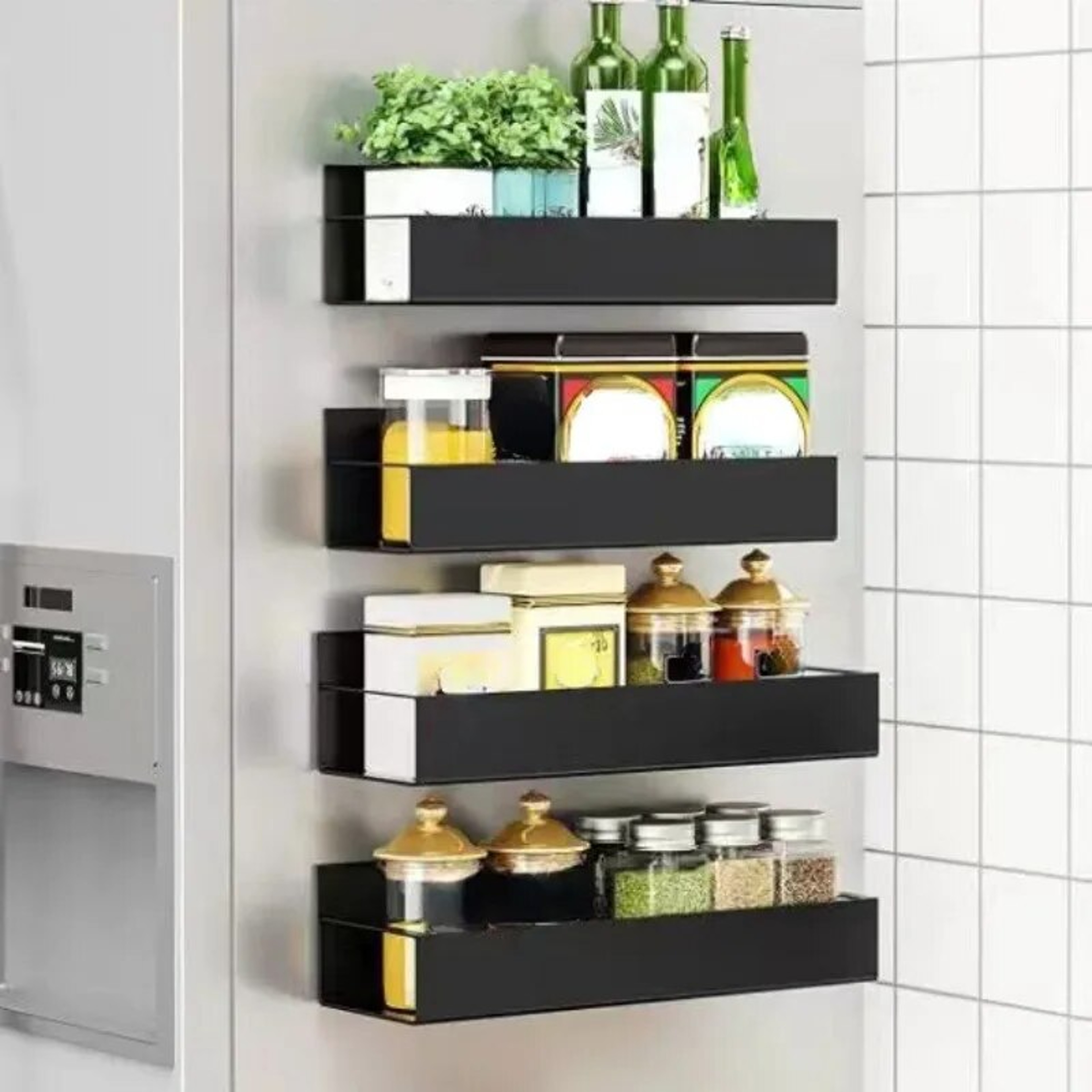 Multifunctional Magnetic Storage Shelf Kitchen Refrigerator Side Hanging Storage Rack For Household 1