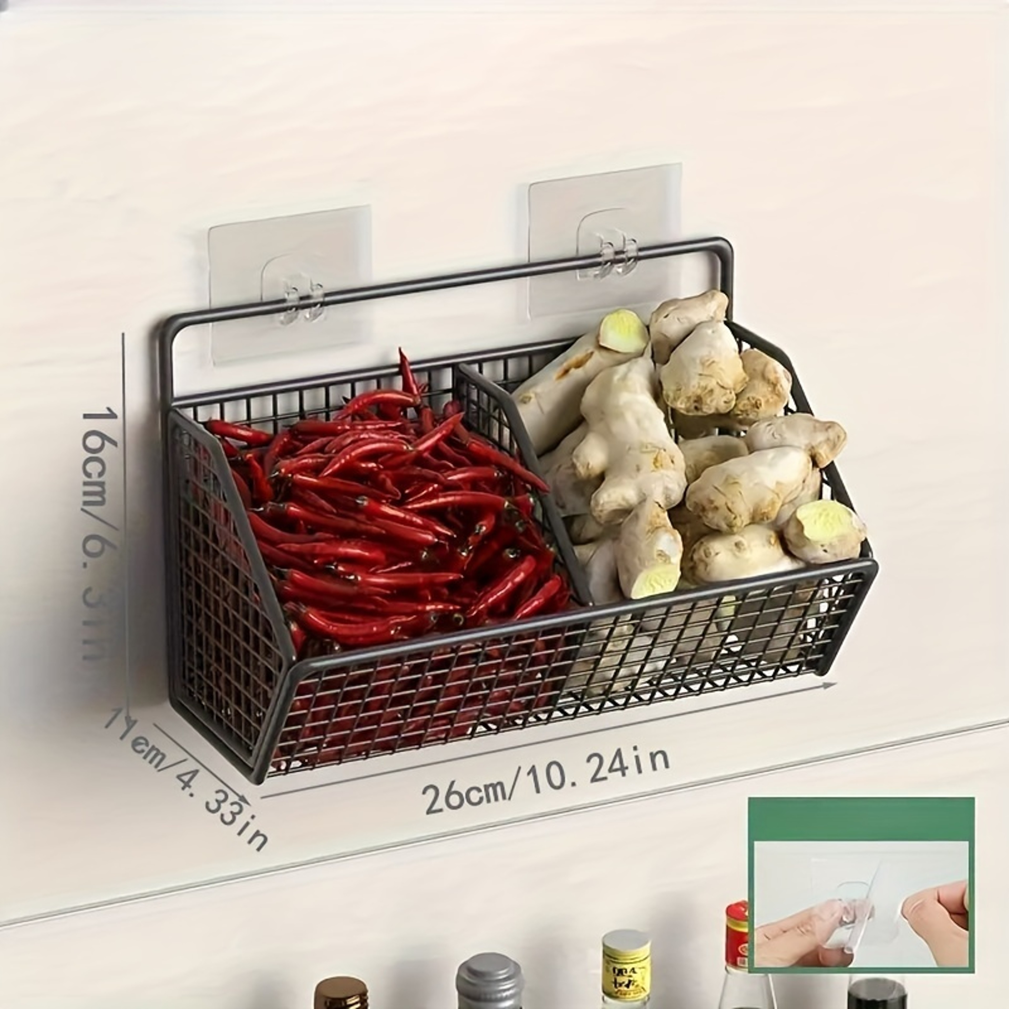 Durable Wall Mounted Metal Wire Storage Basket For Kitchen Spices Garlic Onions And Vegetables 4