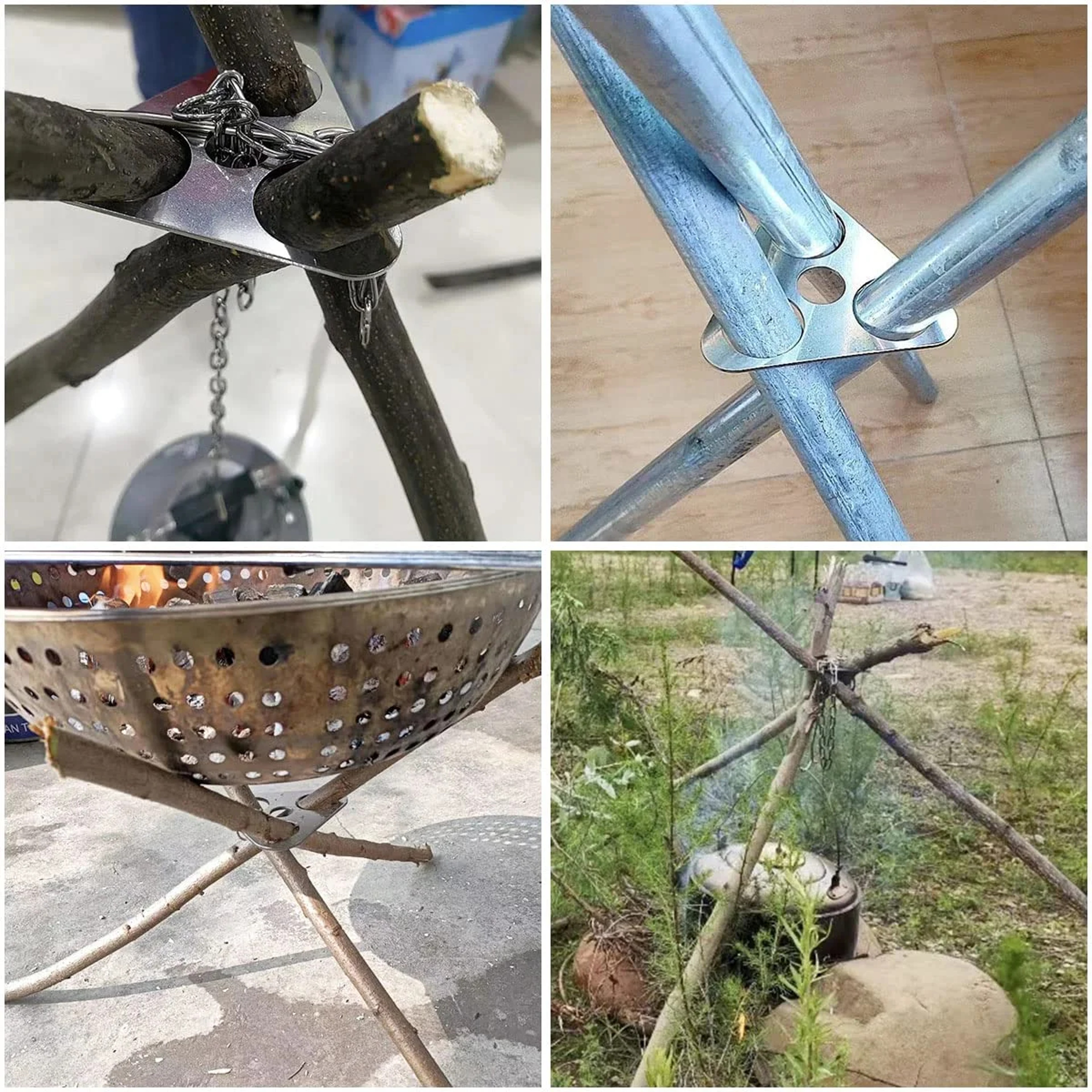 Portable BBQ Tripod Stainless Steel Outdoor Camping Detachable Hanging Rack For Bonfire Pot BBQ Set 2