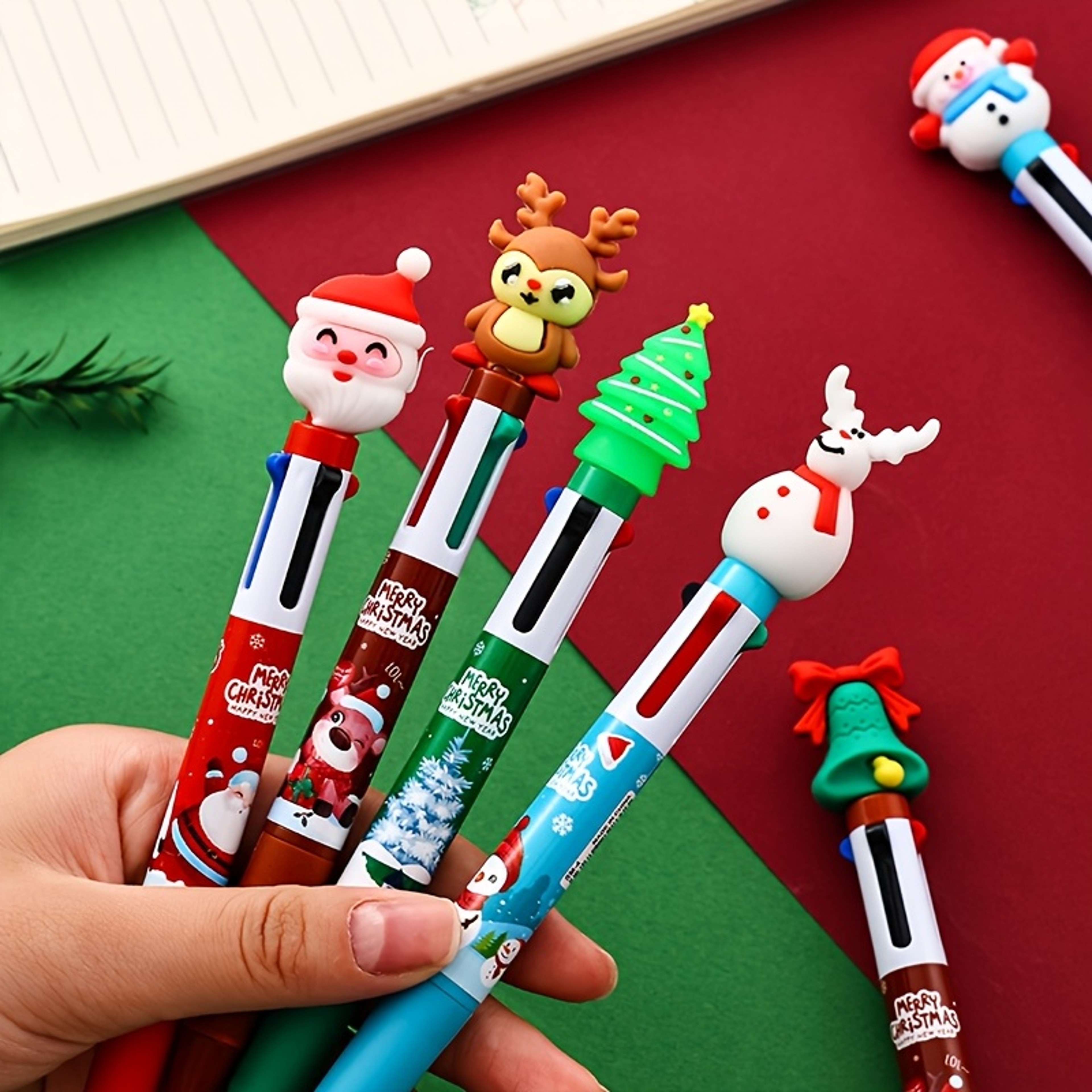 Colorful Christmas Birthday Gifts Christmas Fourcolor Ballpoint Pens Santa Claus Decorations Fun Ba 3