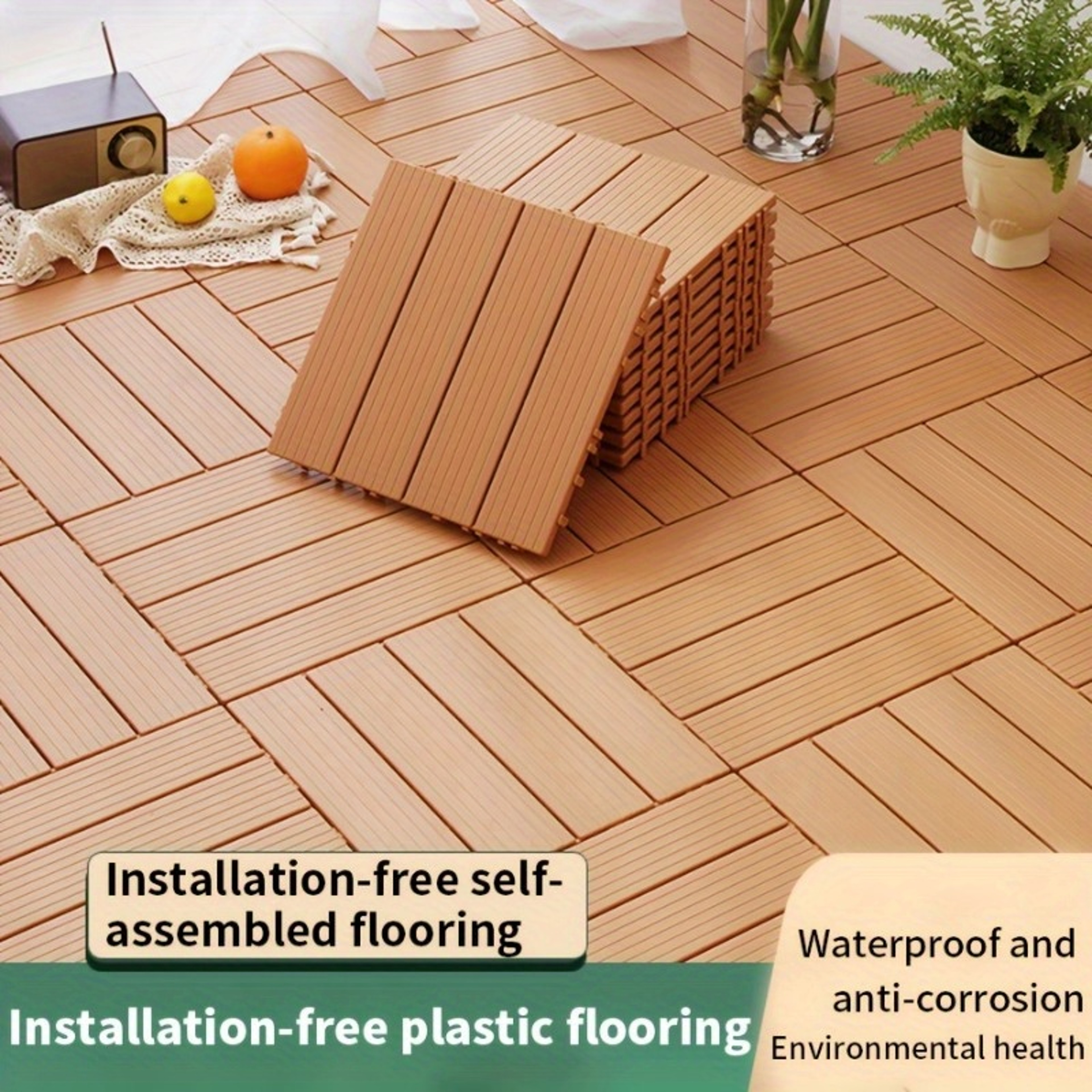 Durable Wood Plastic Flooring Kit For Outdoor Balcony Splicing Waterproof Easy To Clean Flooring 3