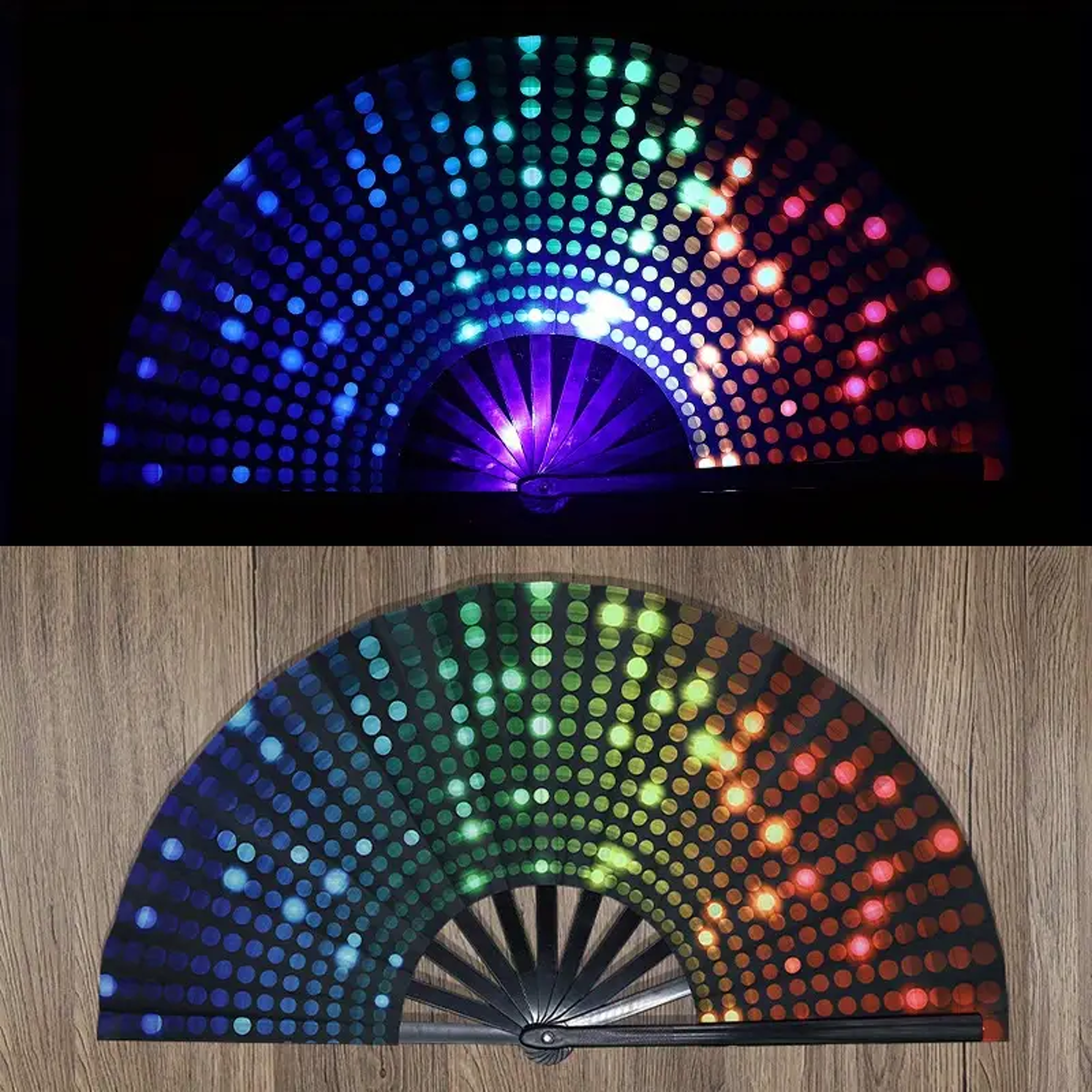 Craft Fan With Vibrant Patterns Fluorescent Folding Fan For Halloween Dance 1