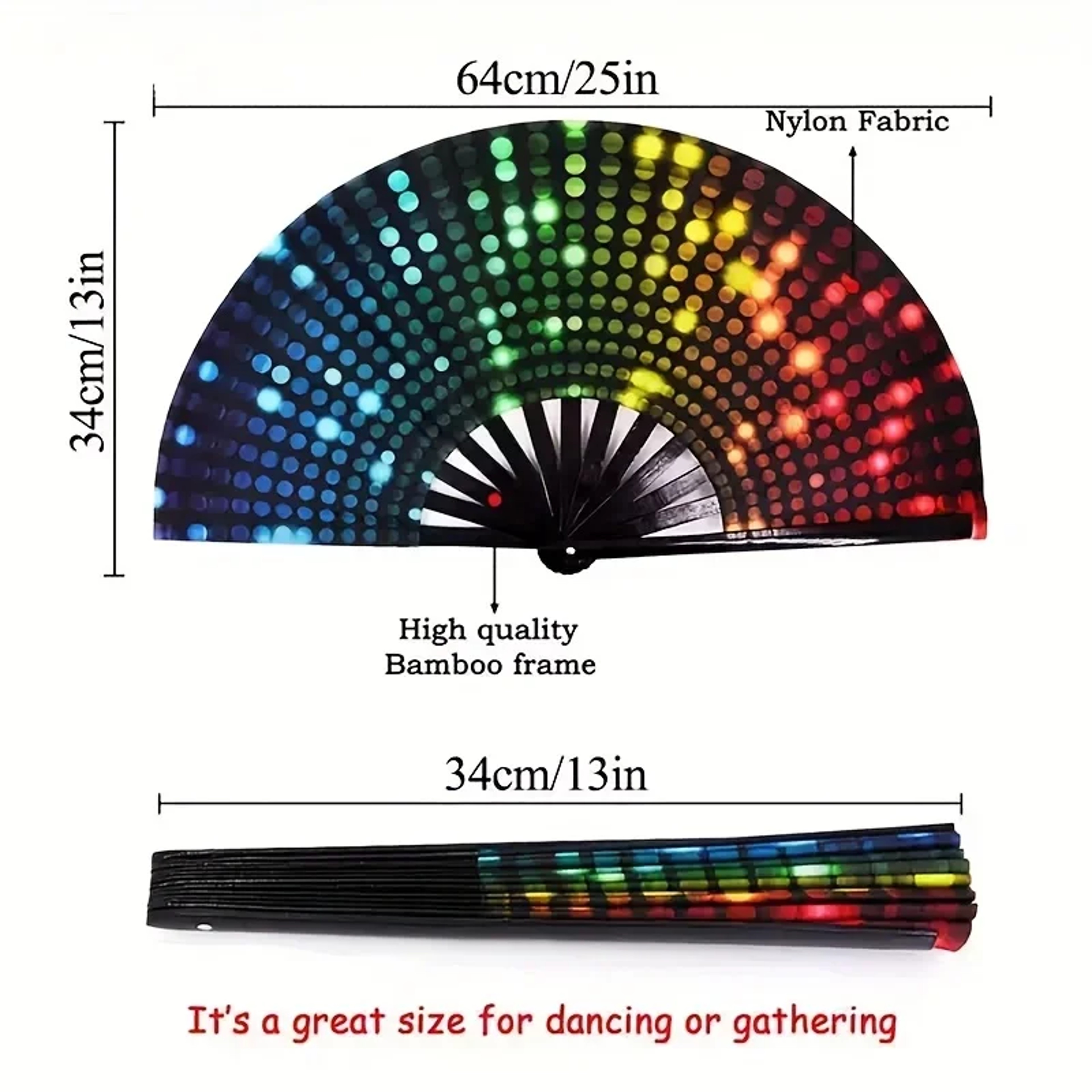 Craft Fan With Vibrant Patterns Fluorescent Folding Fan For Halloween Dance 7
