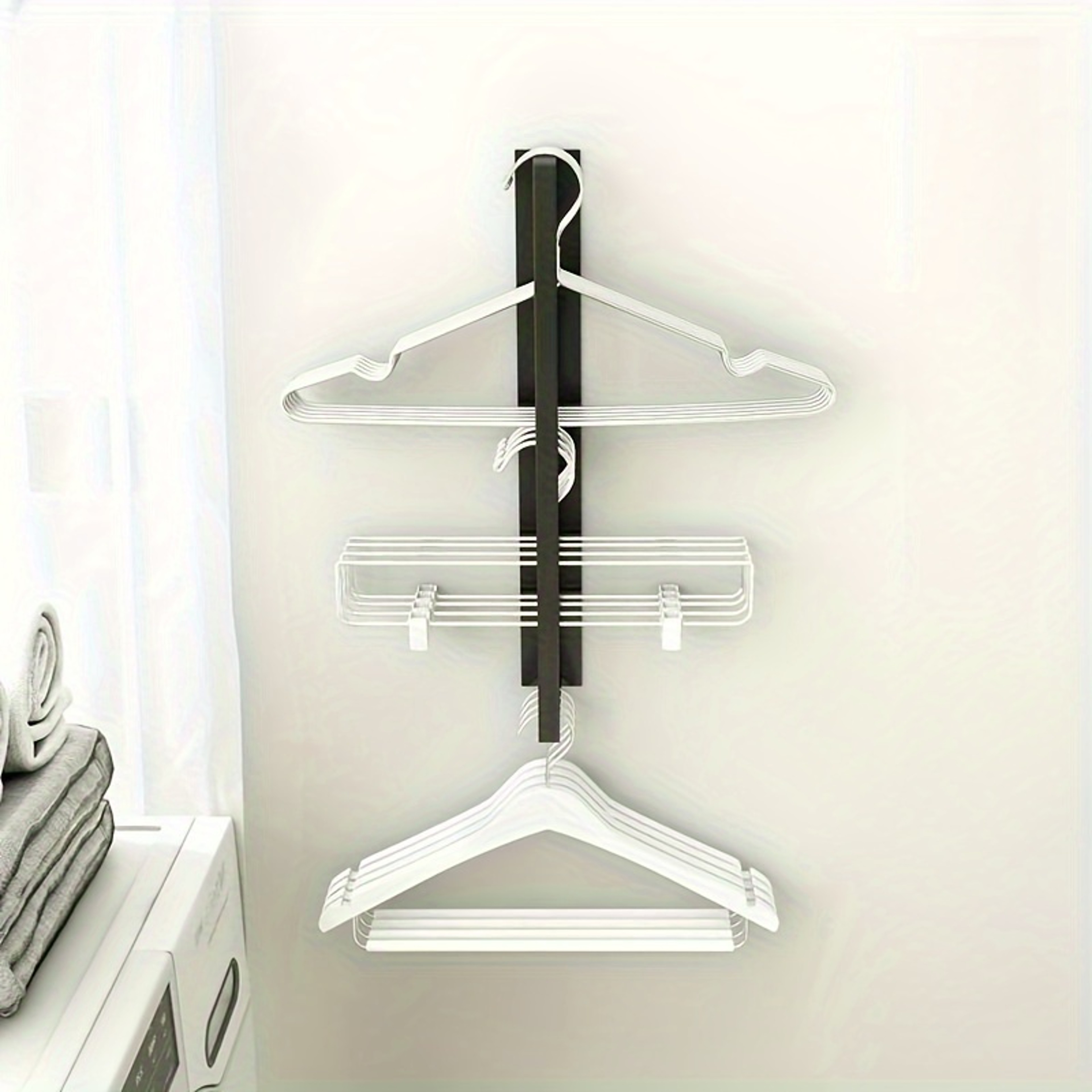Wall Mounted Towel Rack Set For Increased Storage Magnetic Clothes Rack Storage Rack Space Saving 4