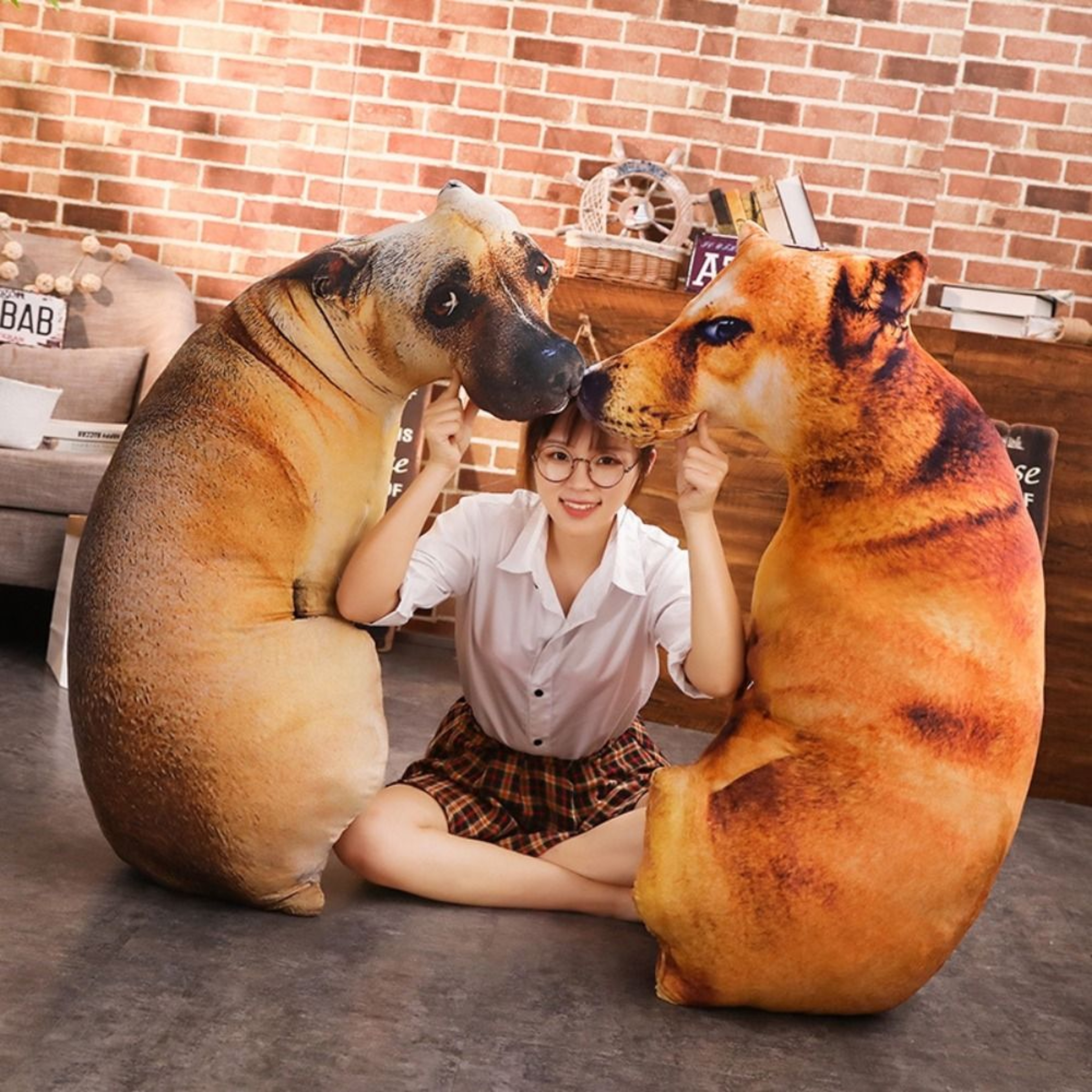 Funny Dog Head Cosplay Throw Pillow 3D Lifelike Cushion For Children 3