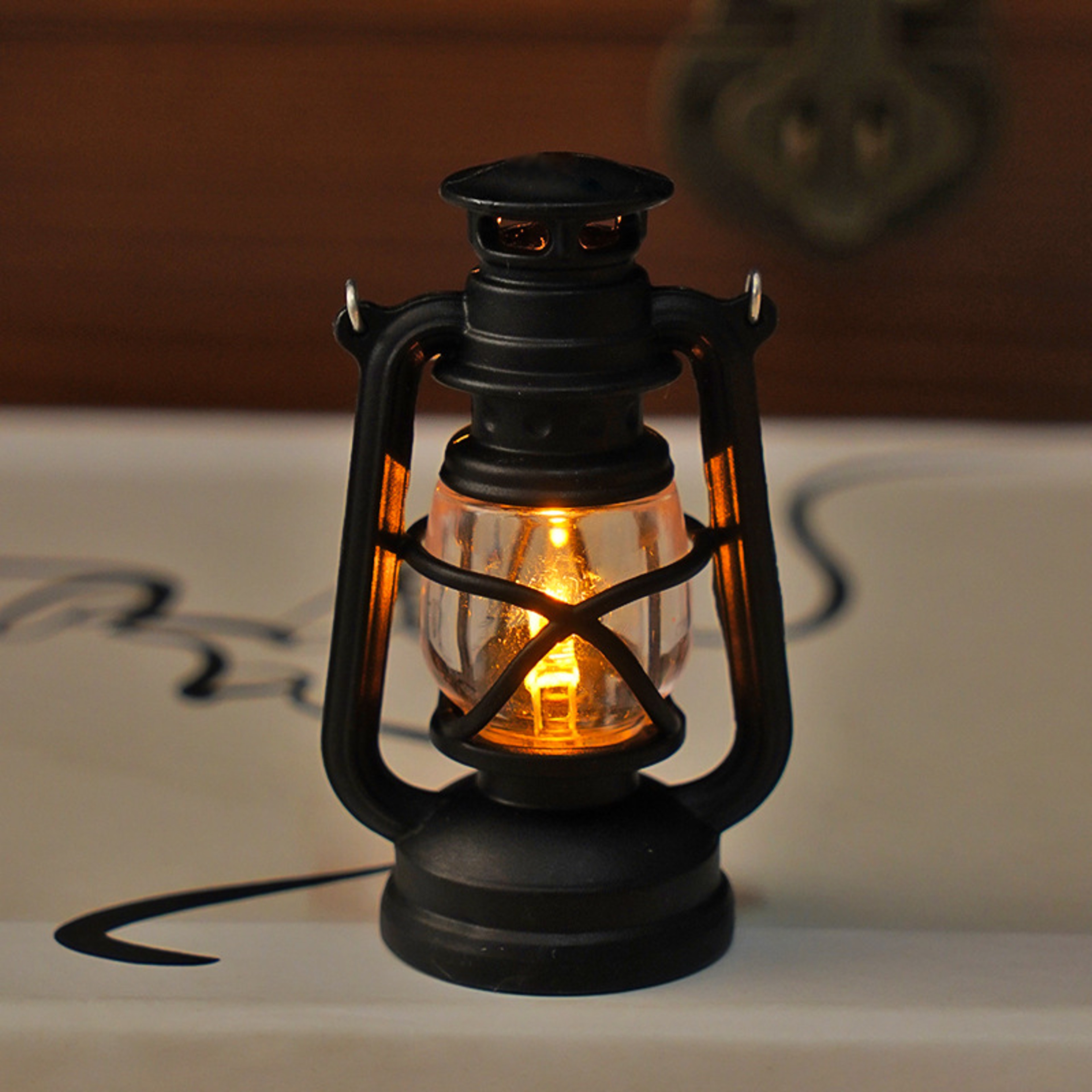 Retro Glowing Pony Lantern LED Dollhouse Miniature Oil Light Night Light Candle Lamp Home Decor Toy 3