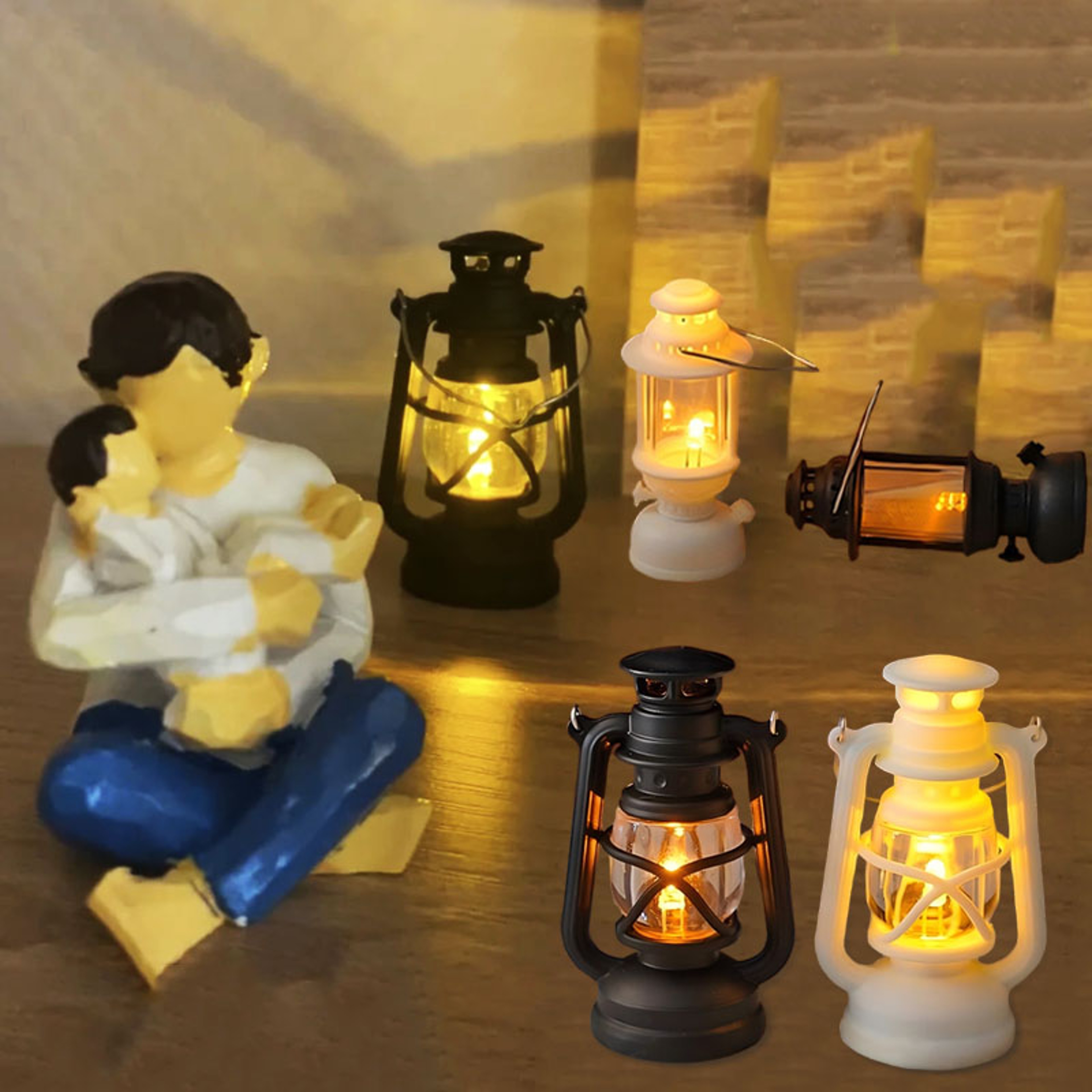 Retro Glowing Pony Lantern LED Dollhouse Miniature Oil Light Night Light Candle Lamp Home Decor Toy 2