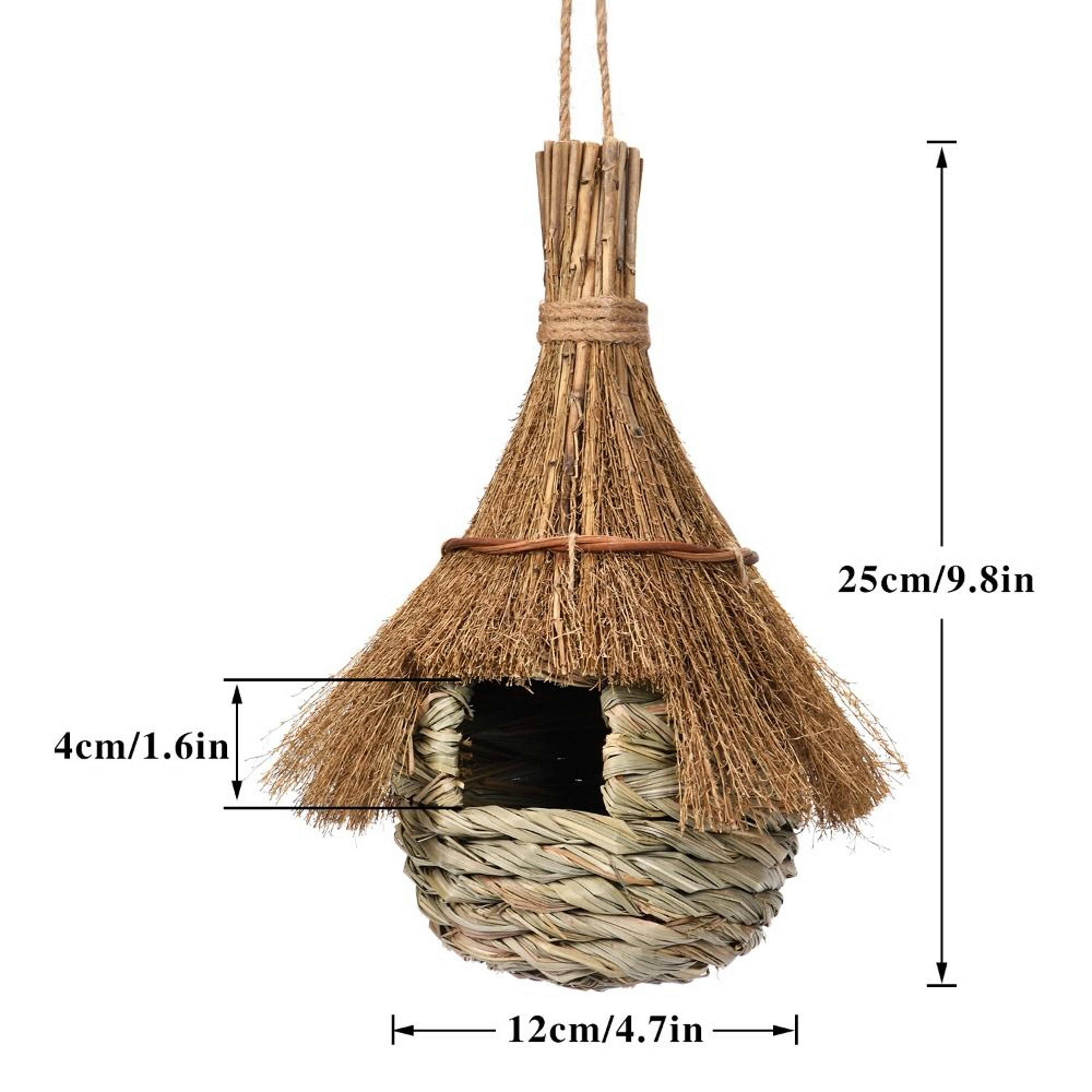 Cozy Birds Nest Shelter Ecofriendly Hand Woven Grass Bird Hut Hanging Bird House For Cold Weather 4