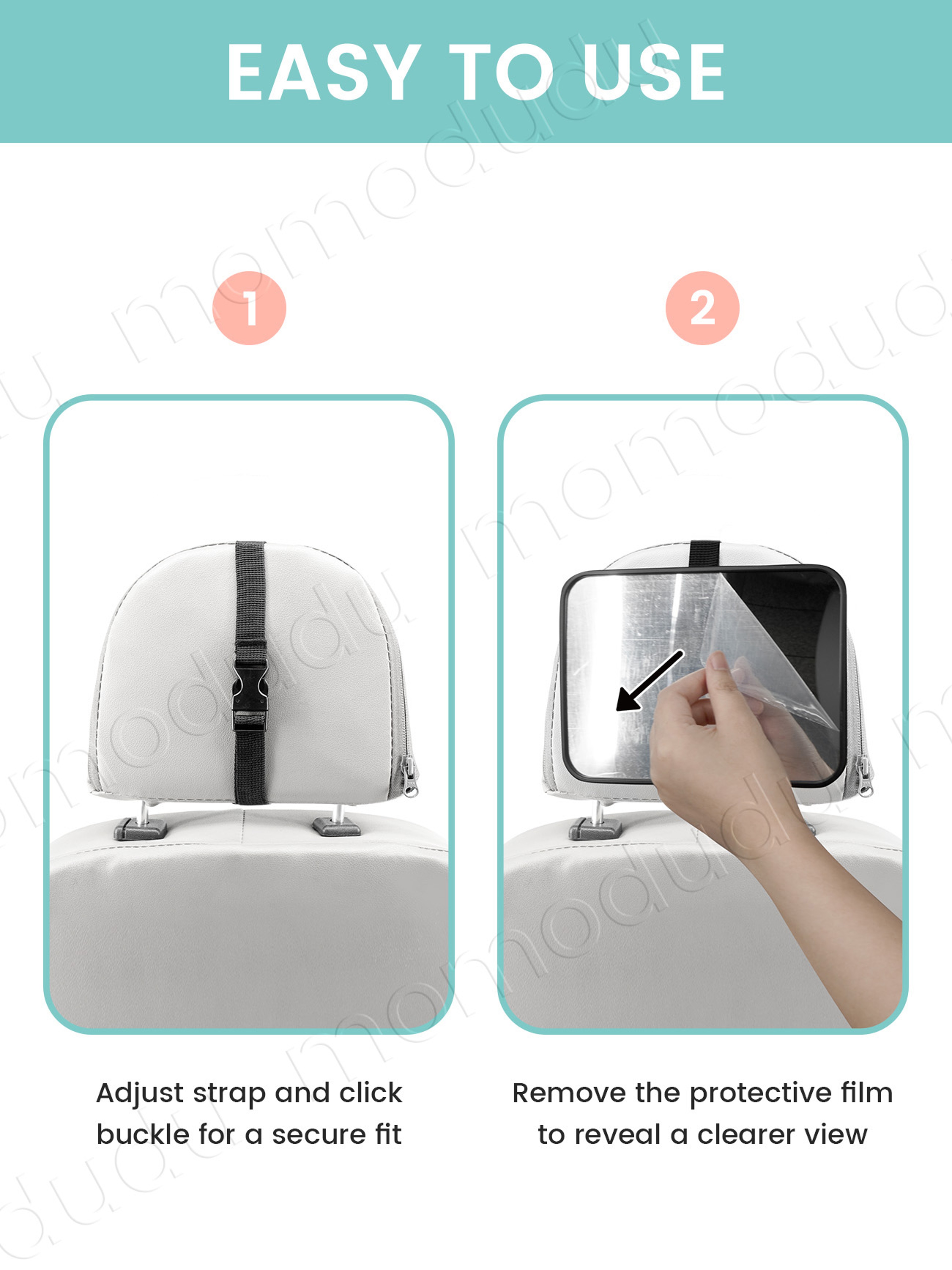 Shatterproof Car Mirrors for Baby Car Seat, Adjustable Rear-Facing Mirror, Easy Installation for Toddler, Headrest – view 5